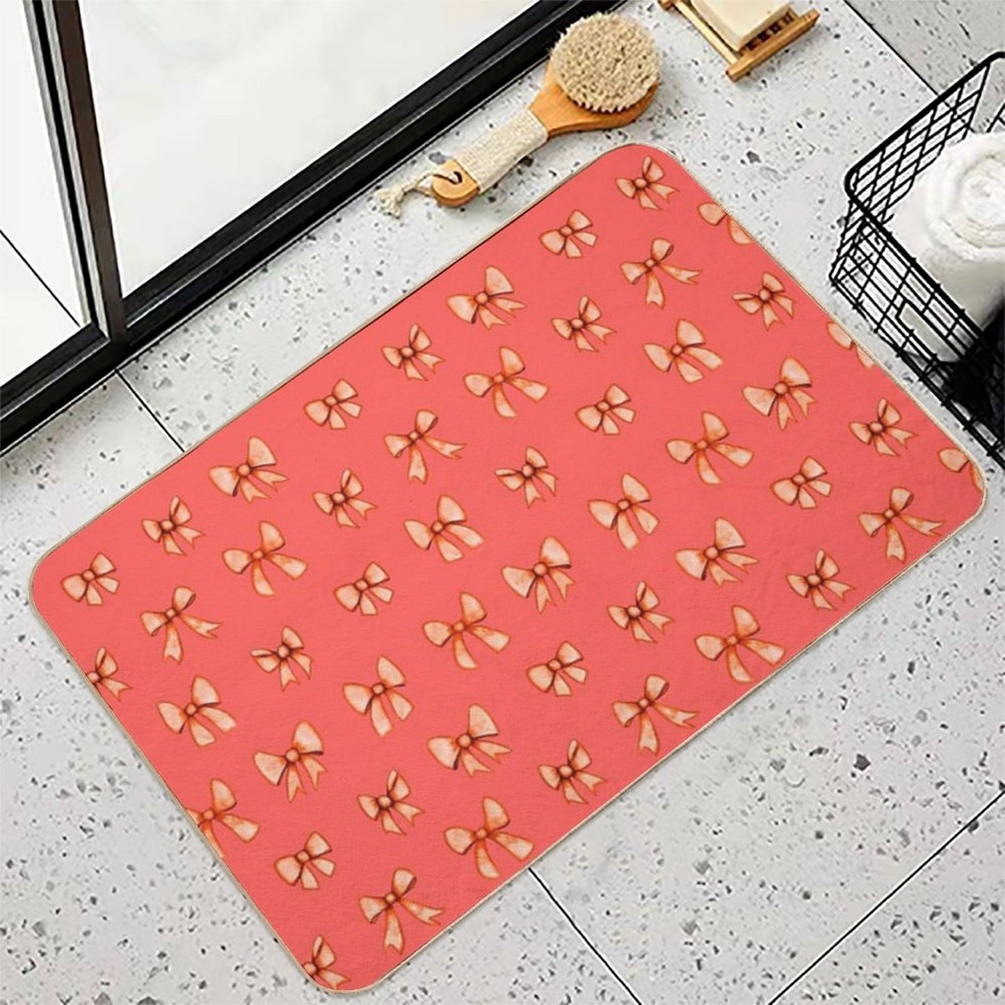 Bows That Don’t Come Undone. Soft Ribbons, Sweet Watercolor... And A Phrase with Attitude Knot Sorry. Because You Don’t Always Stain-Proof Bath Mat