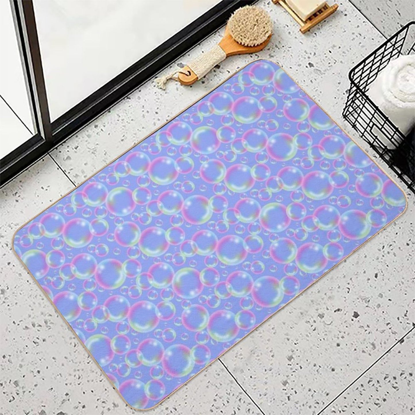 Bubbly Bubbles (Blue) Durable Bath Mat