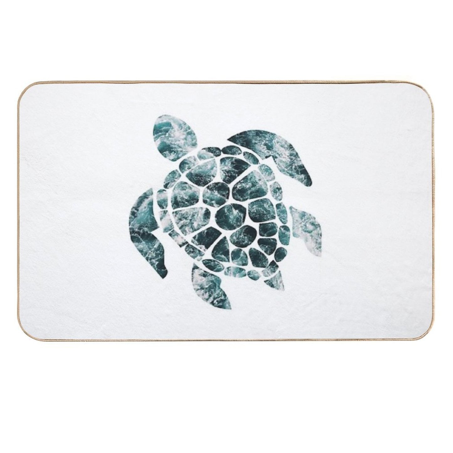 Sea Turtle - Turquoise Ocean Waves Slip-Resistant Bath Mat