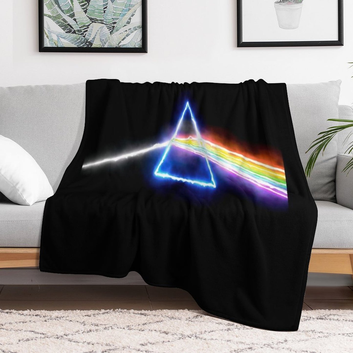 Pink Floyd Dark Side of The Moon Style Prism Rainbow Colors Multi-functional Throw Blanket