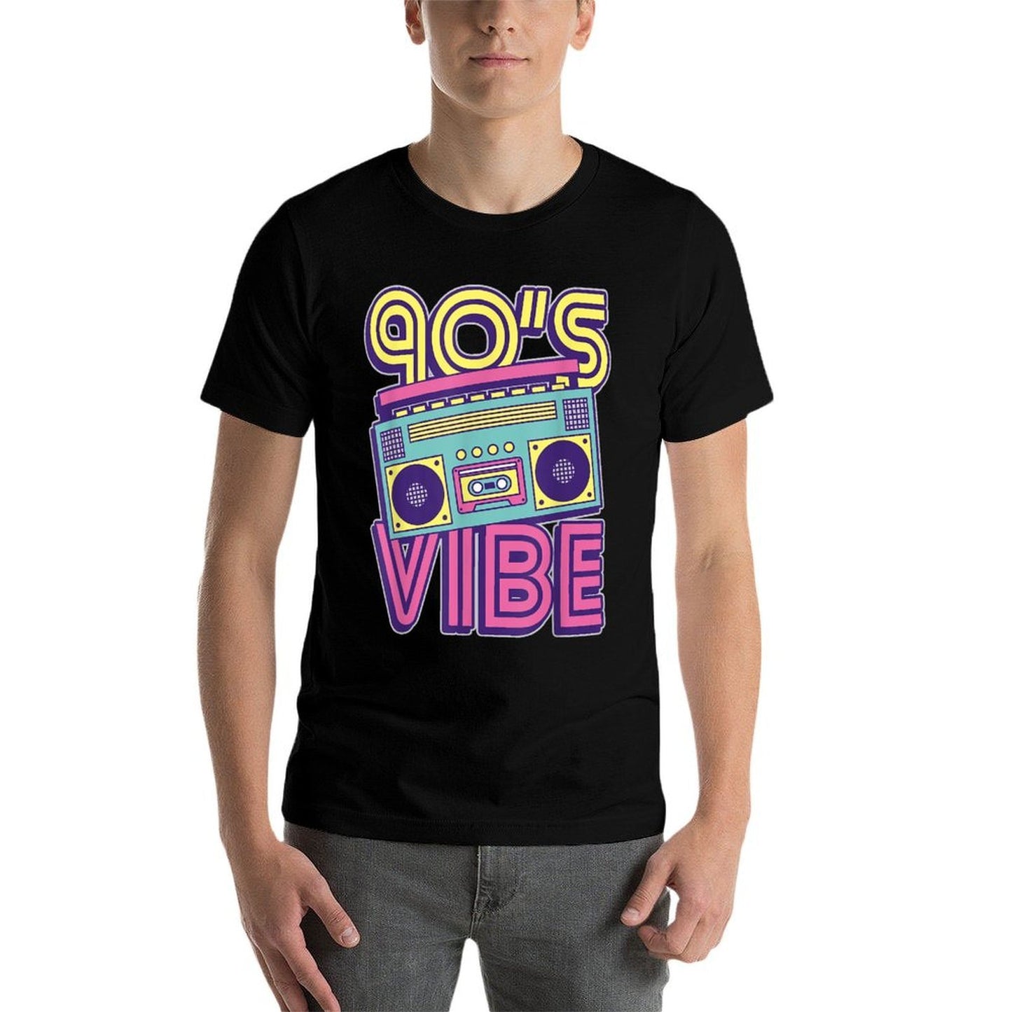90s Vibe 1990s Music Lover Nineties Costume Party Retro 90s Fade-proof Color T-Shirt