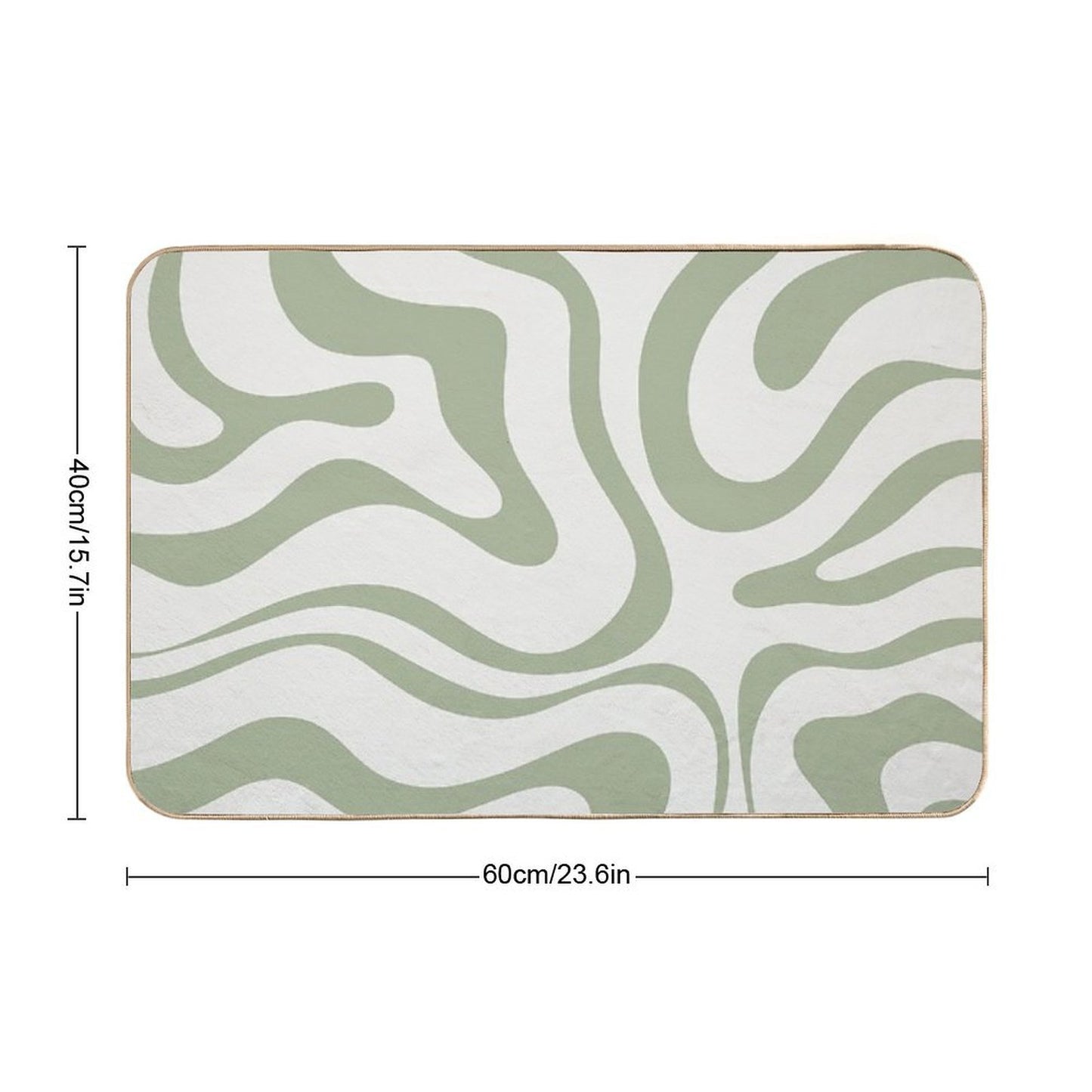 Modern Liquid Swirl Abstract Pattern in Sage Green Tones Non-Slip Bath Mat