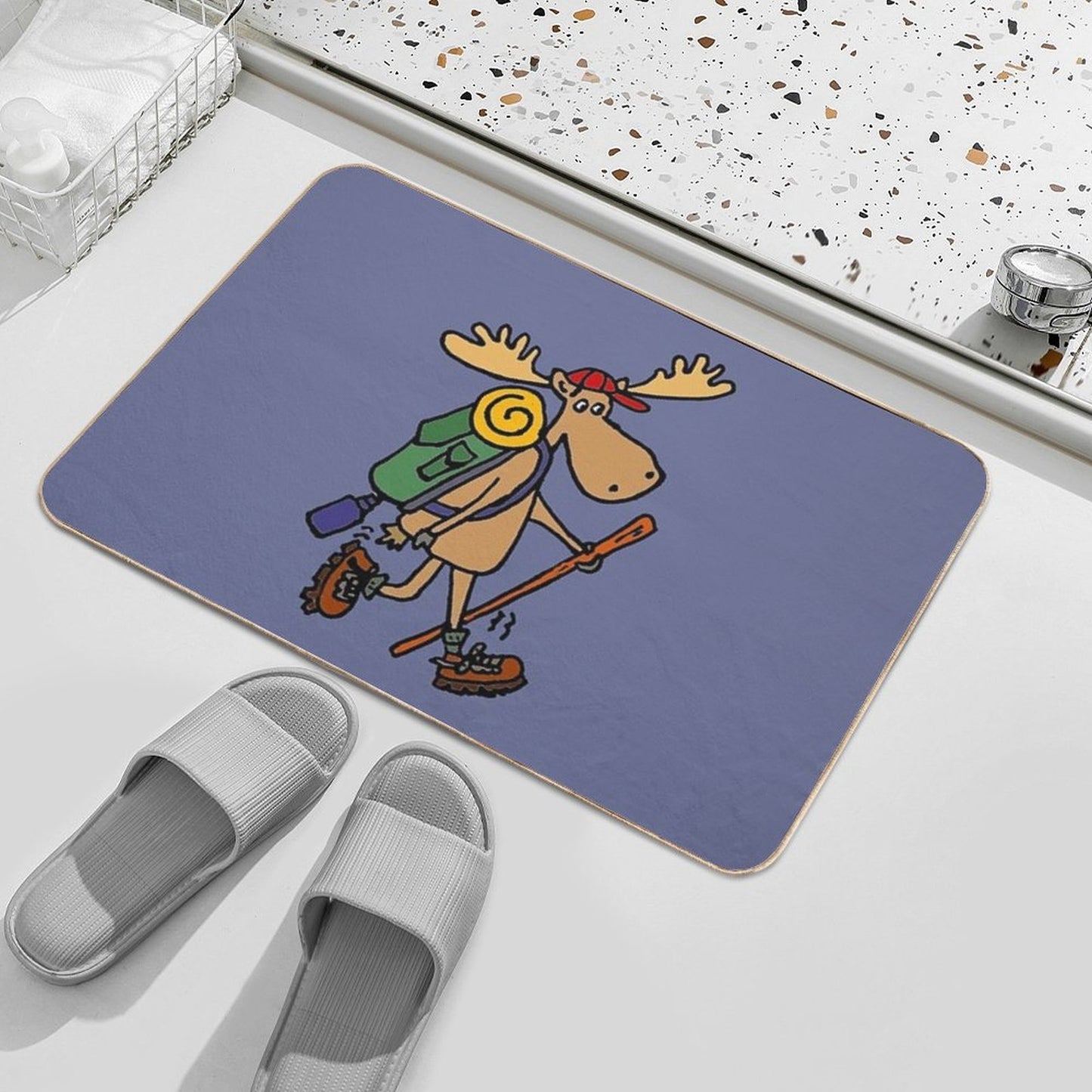 Funny Cool Moose Hiker High-Traffic Bath Mat