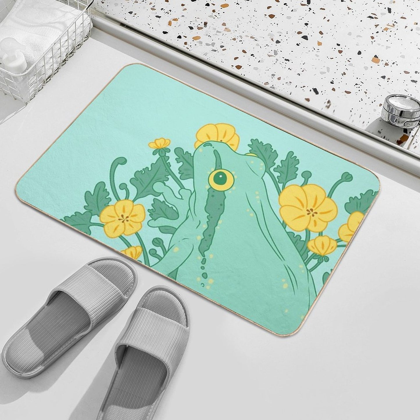 Toe of Frog Buttercups Repositionable Bath Mat