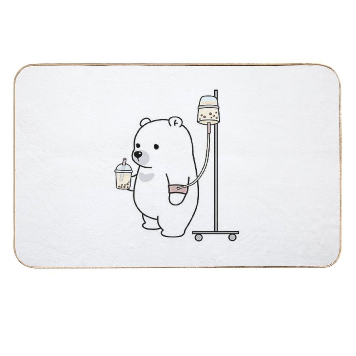 Boba Bear Loves Boba Too Much! Absorbent Bath Mat