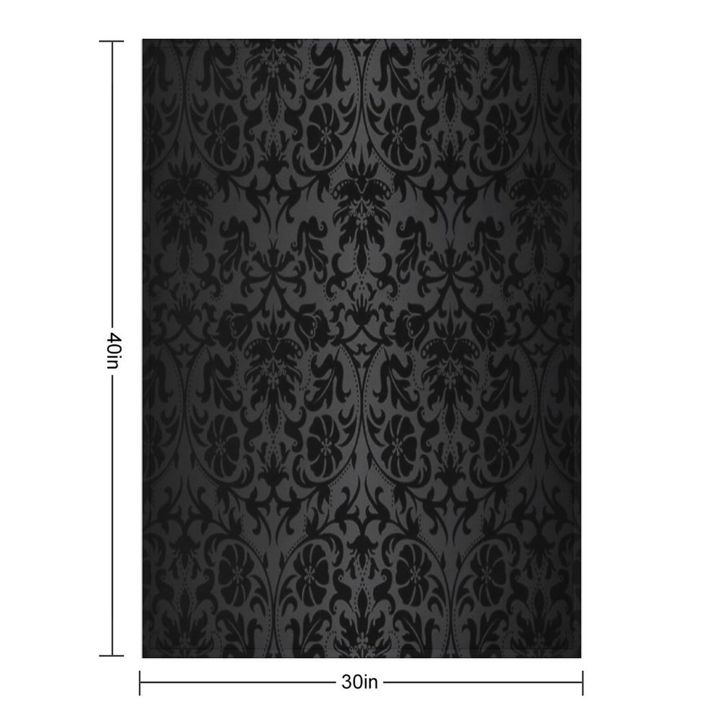 Black Floral Damask Comfort Throw Blanket