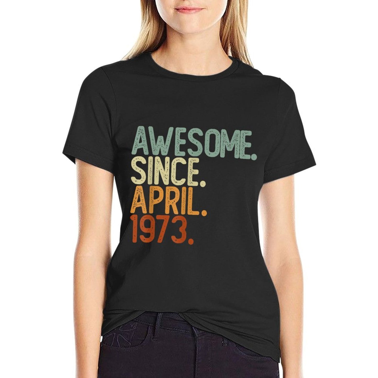 50 Year Old Awesome Since April 1973 50th Birthday Heathered Texture T-Shirt
