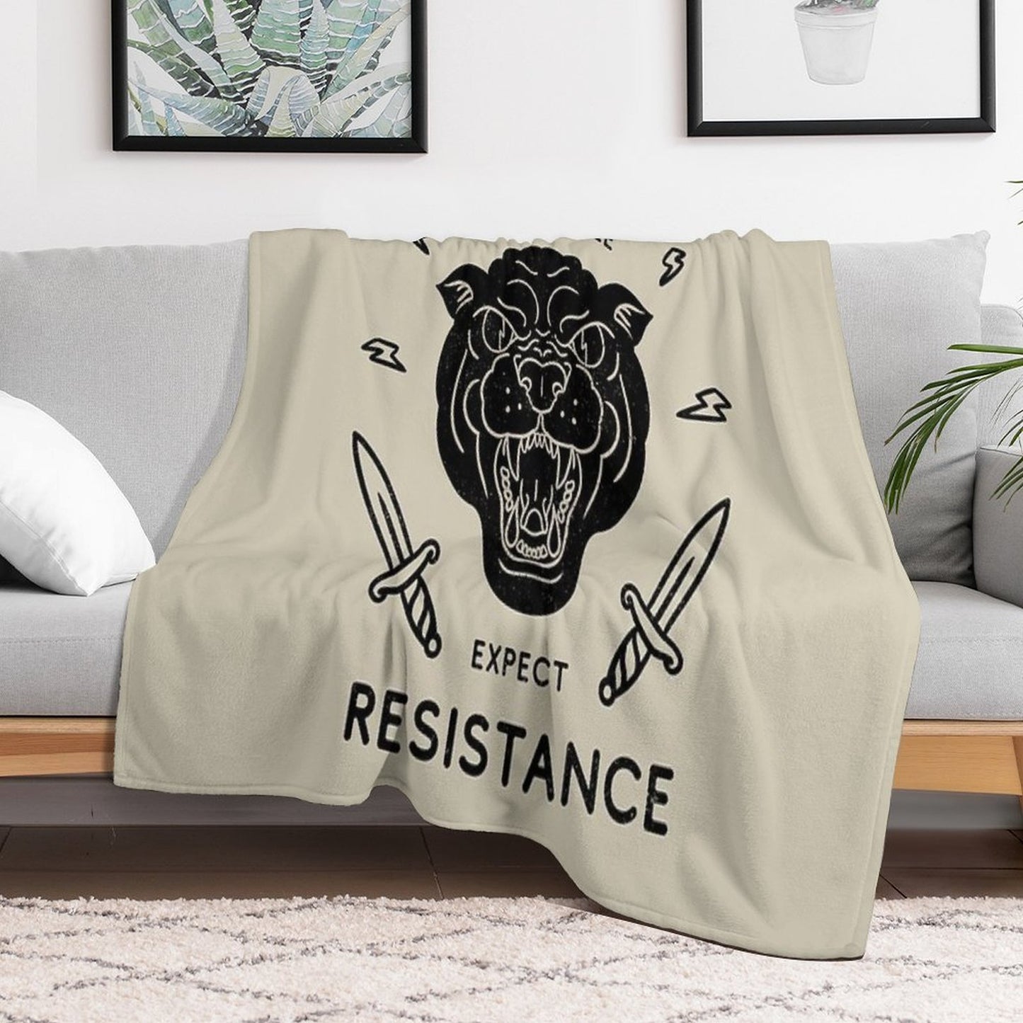 Black Panther - All Power to The People - Expect Resistance HBCU Black Owned BLM Black Lives Matter Original Art Pillowcase Easy Care Throw Blanket