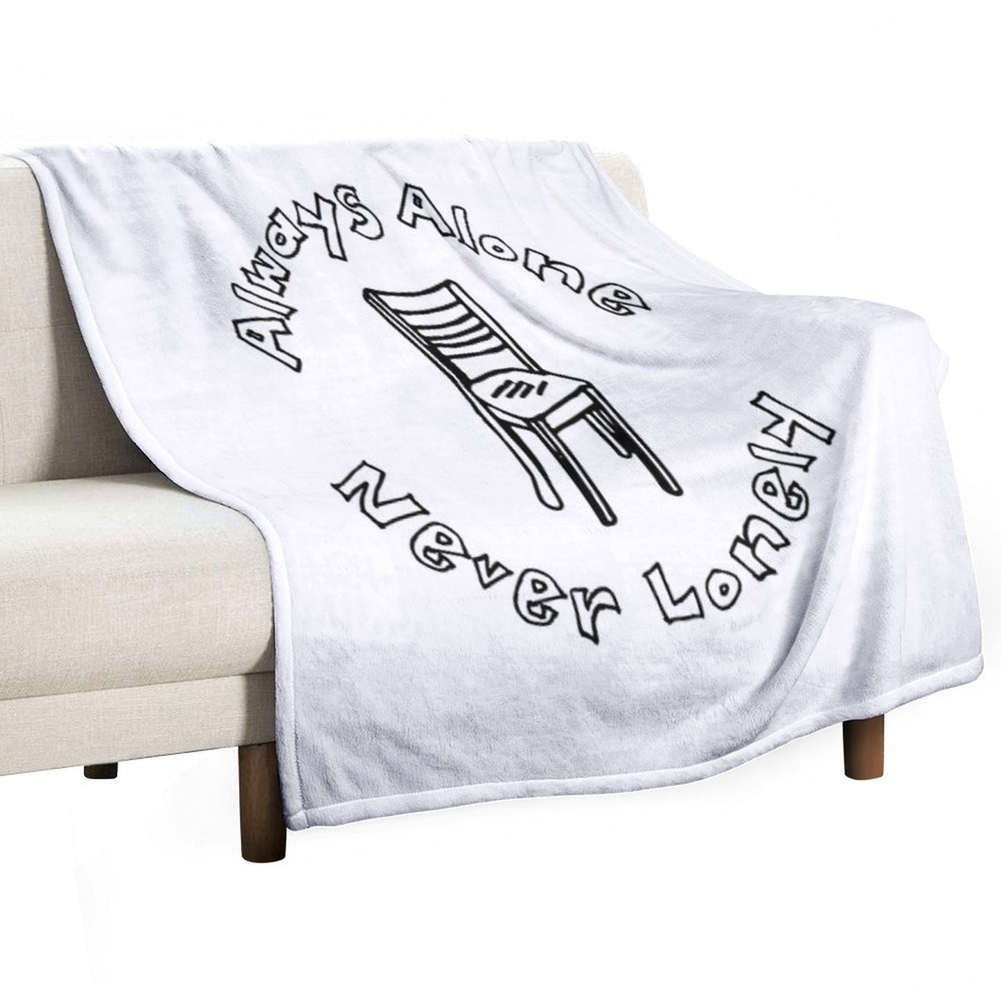 Scarfo 'Always Alone, Never Lonely' Logo Eco-conscious Throw Blanket