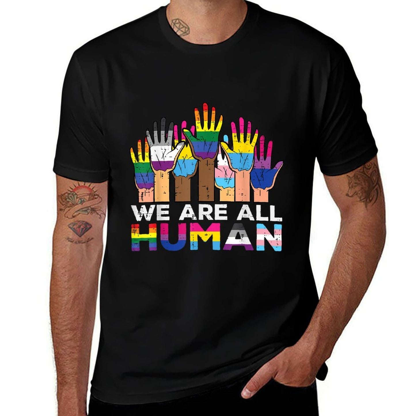 LGBT Hands We Are All Human Pride Month Gay Rights Men Women Soft T-Shirt