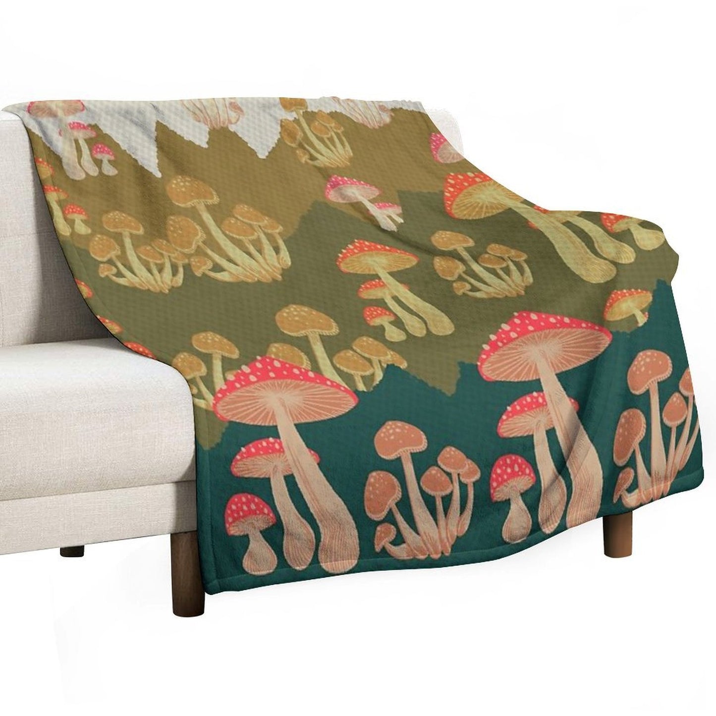 Mushroom Vintage Landscape Premium Throw Blanket