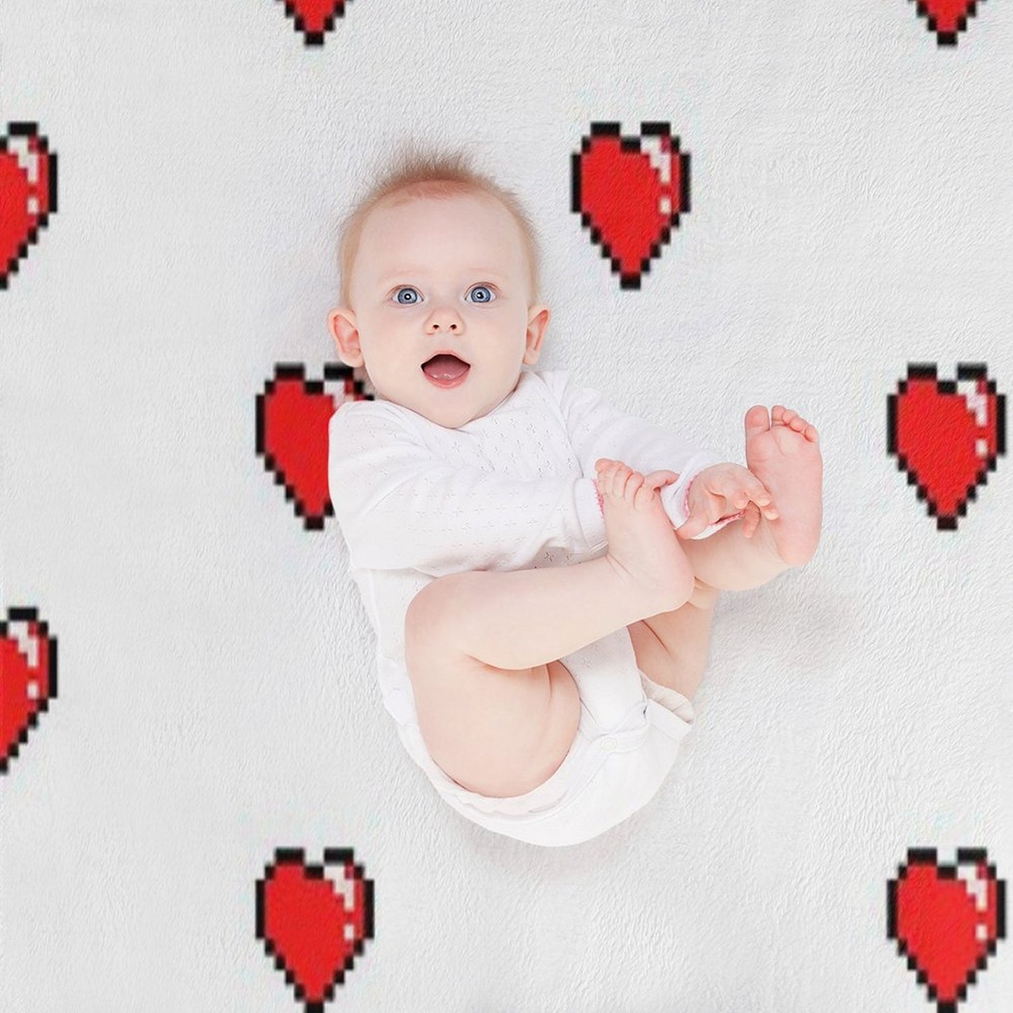 Red Pixel Heart Anti-pilling Throw Blanket