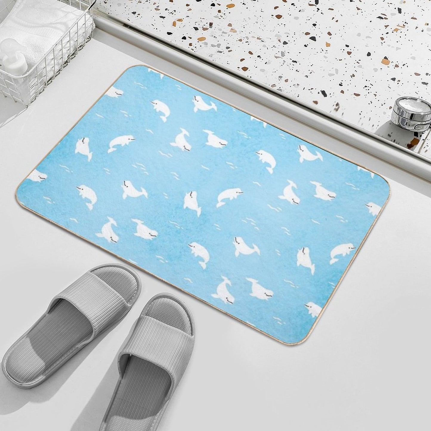 Beluga Whale Dirt-Trapping Bath Mat