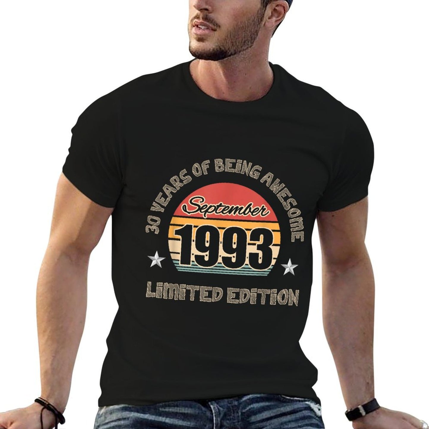 30 Years of Being Awesome September 1993 for 30th Birthday Rolled Sleeves T-Shirt