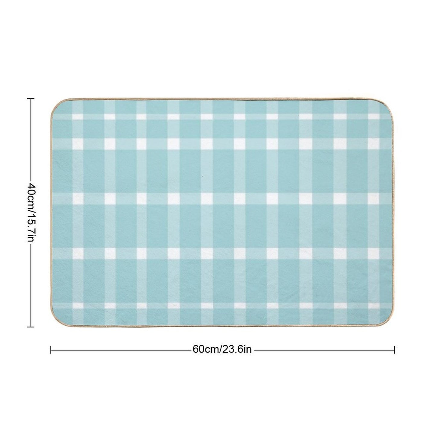 Blue Gingham Stain-Proof Bath Mat