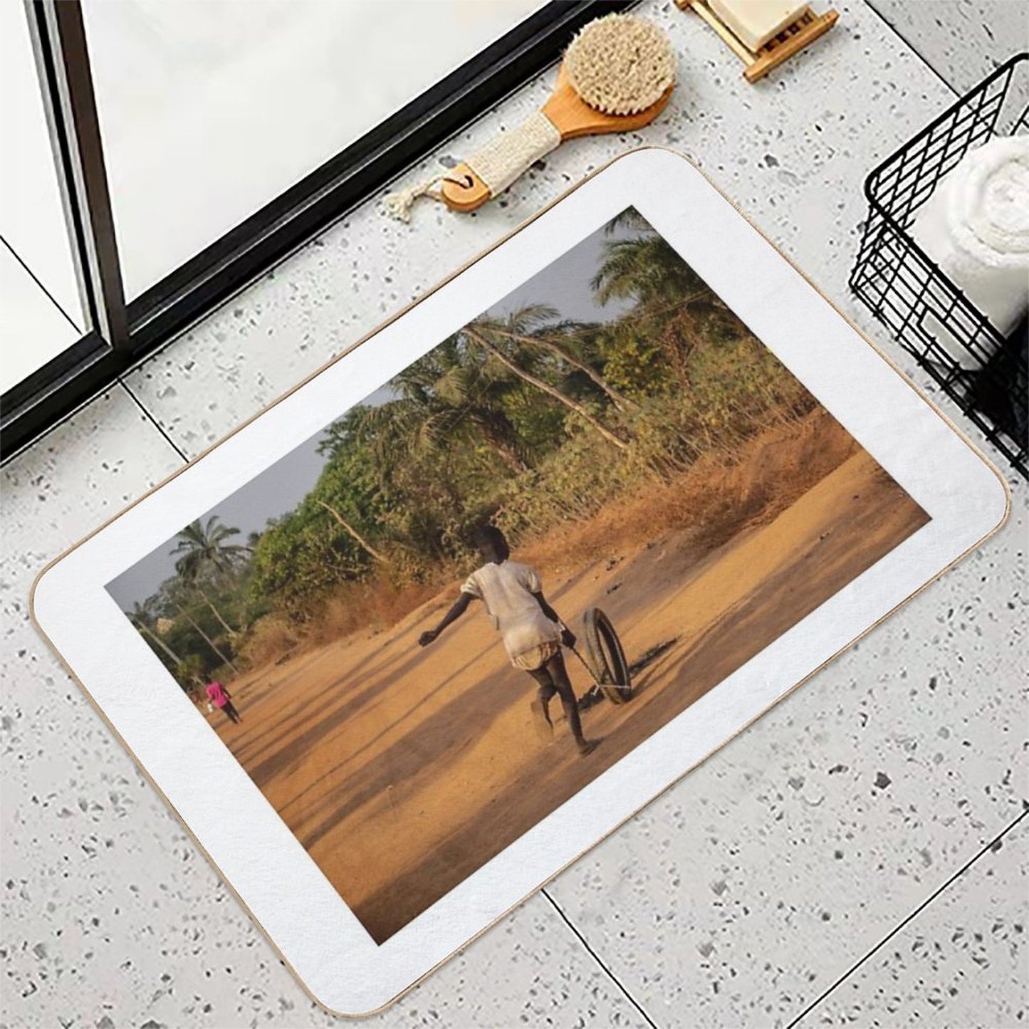 Africa Child Playing on The Village Street Versatile Bath Mat