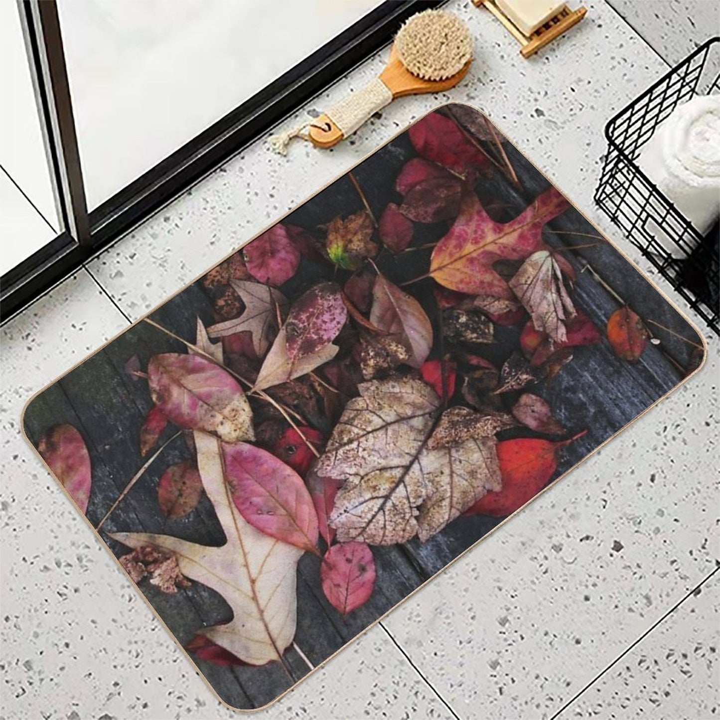 Collage Of Autumn Red Easy To Clean Bath Mat