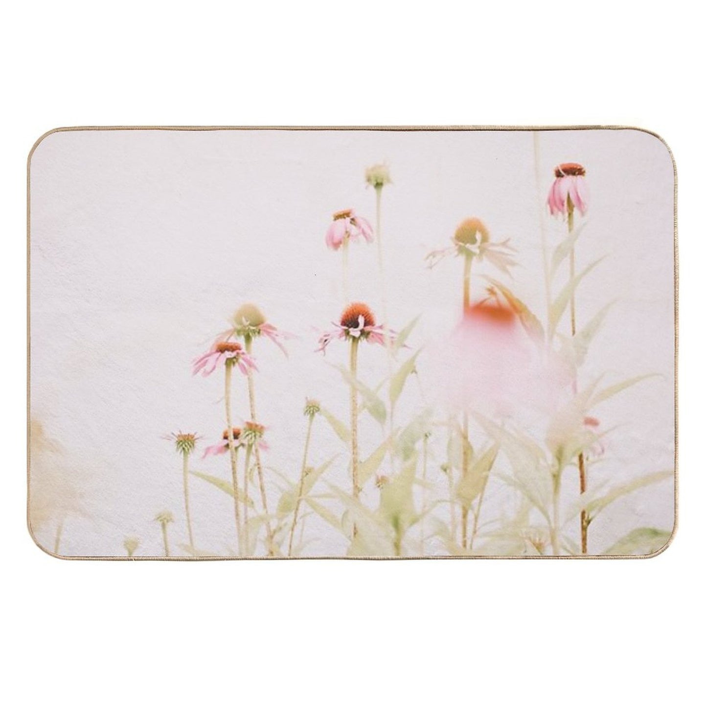 Pink Flowers - Echinacea - Pastel Floral - Wild Flowers Odorless Bath Mat