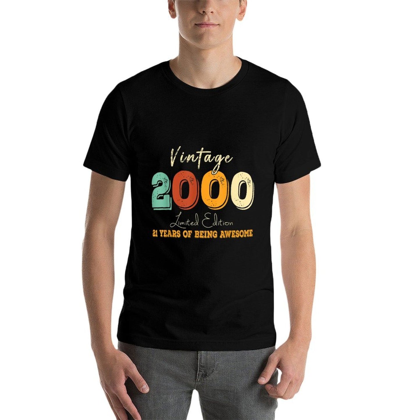 21 Year Old Vintage 2000 Limited Edition 21st Birthday Rolled Sleeves T-Shirt