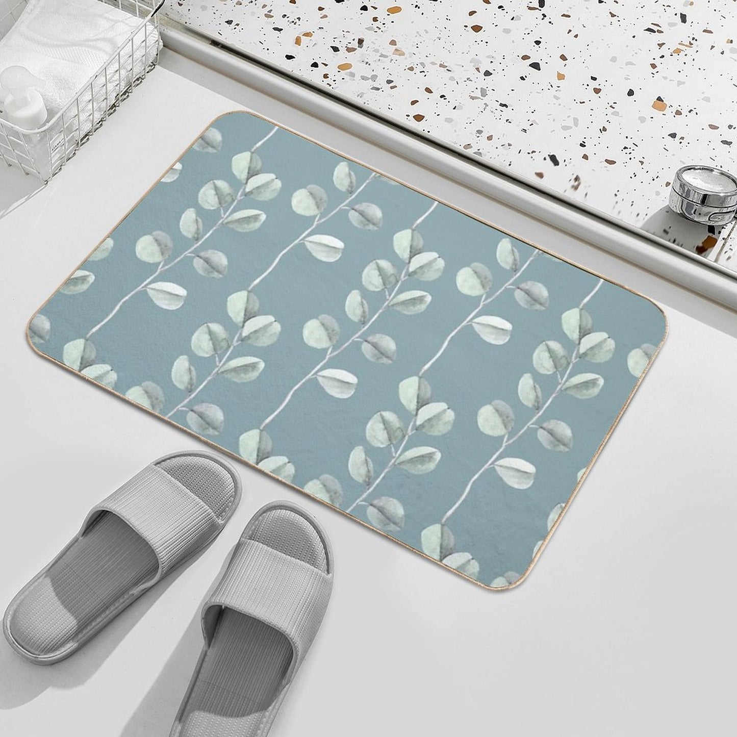 Eucalyptus Pattern Non-Slip Bath Mat