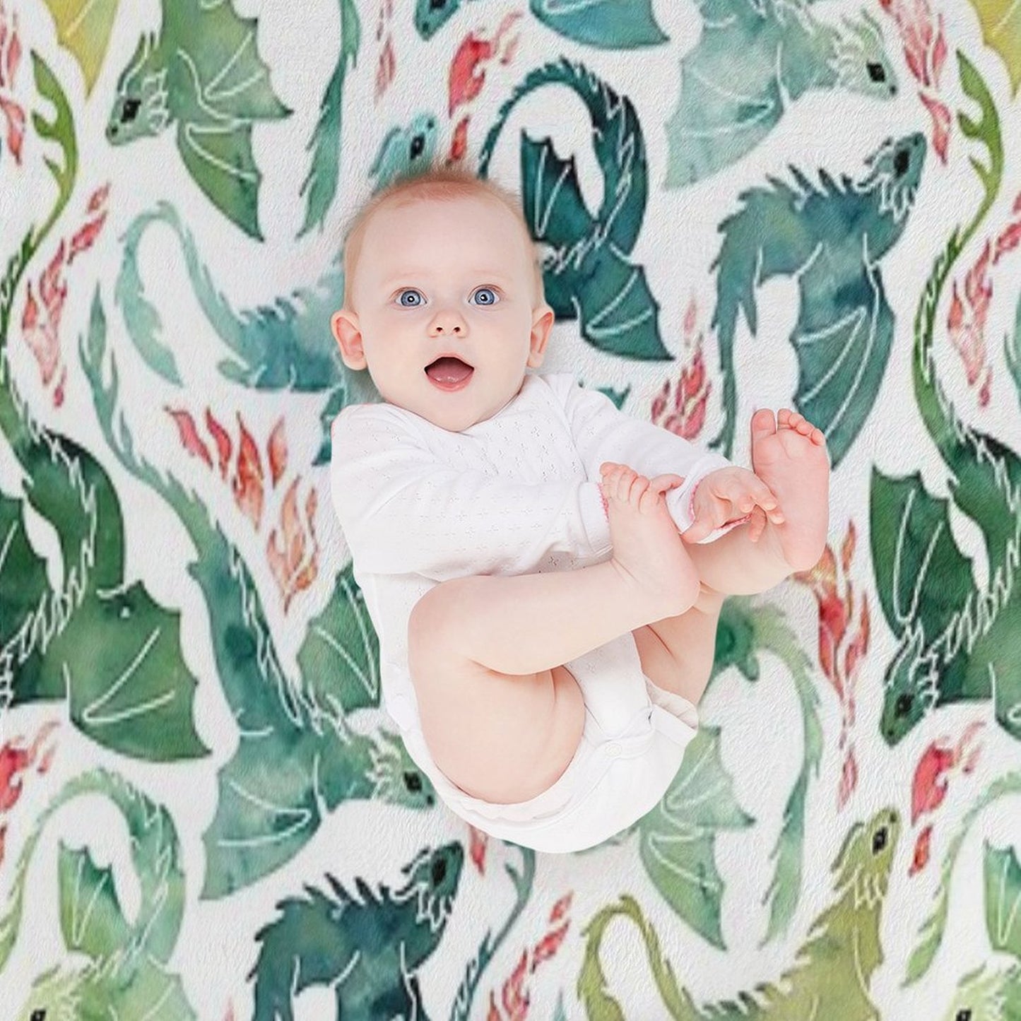 Dragon Fire Turquoise & Green Gift-ready Throw Blanket