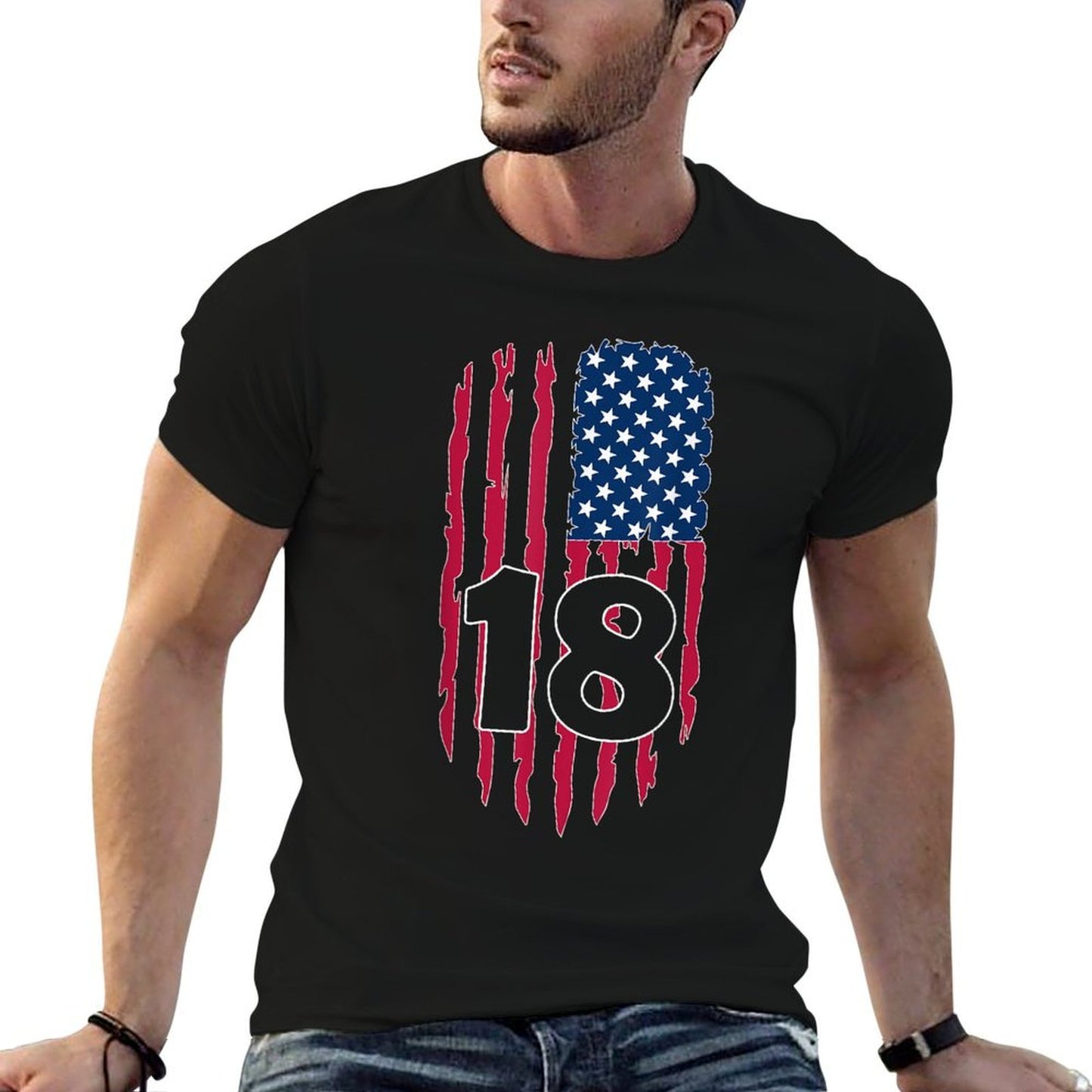 USA NUMBER 18 YEARS OLD BOY 18TH BIRTHDAY Lightweight T-Shirt