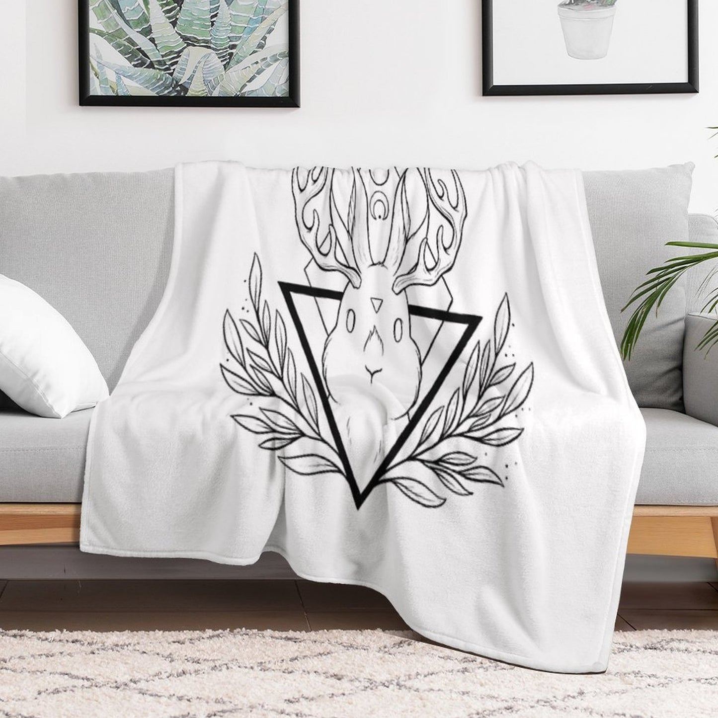 Lunar Rabbit Jackalope Nikury Easy Care Throw Blanket