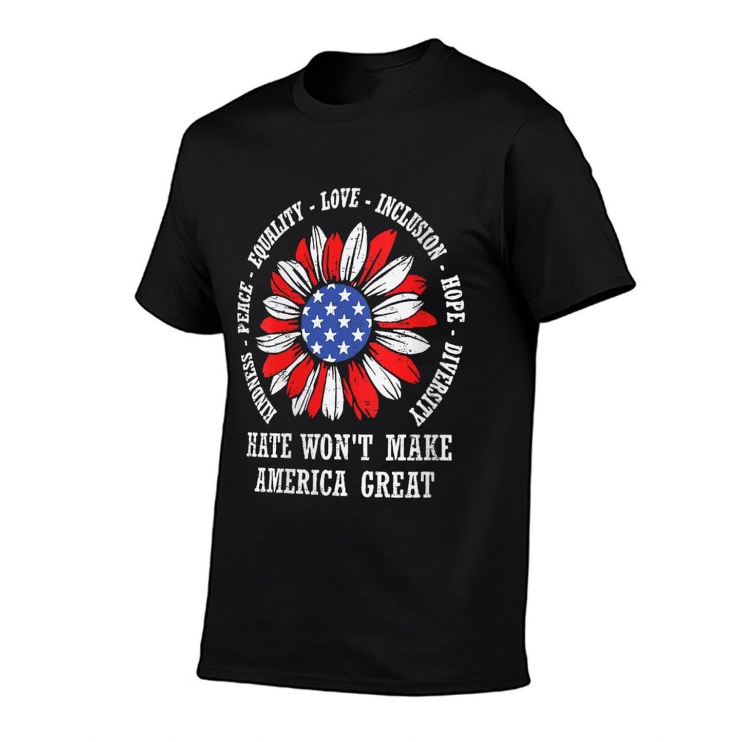 Womens Kindness Peace Love Hate Wont Make America Great Teacher Fade-proof Color T-Shirt