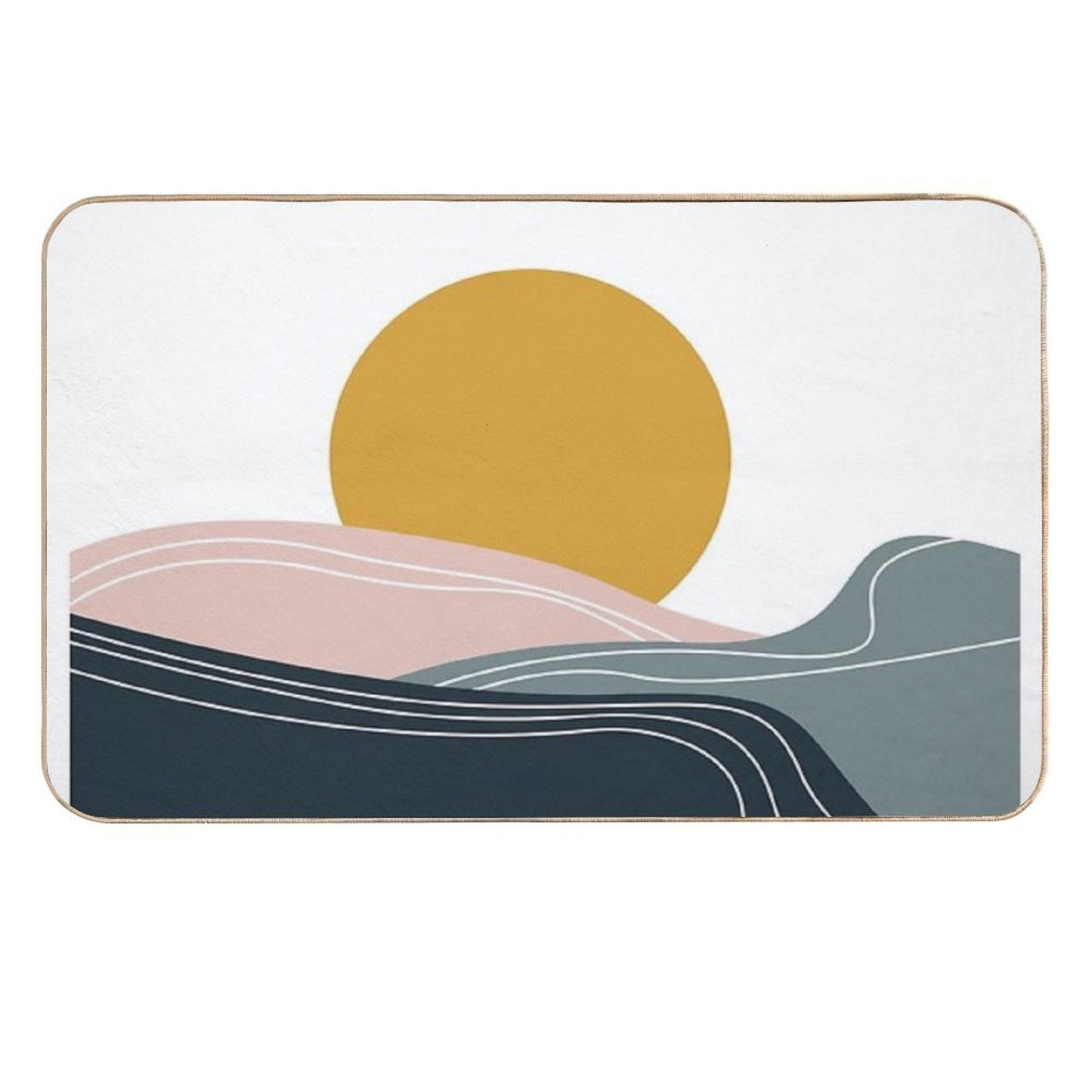 Mid-Century Modern Sunset Easy Maintenance Bath Mat
