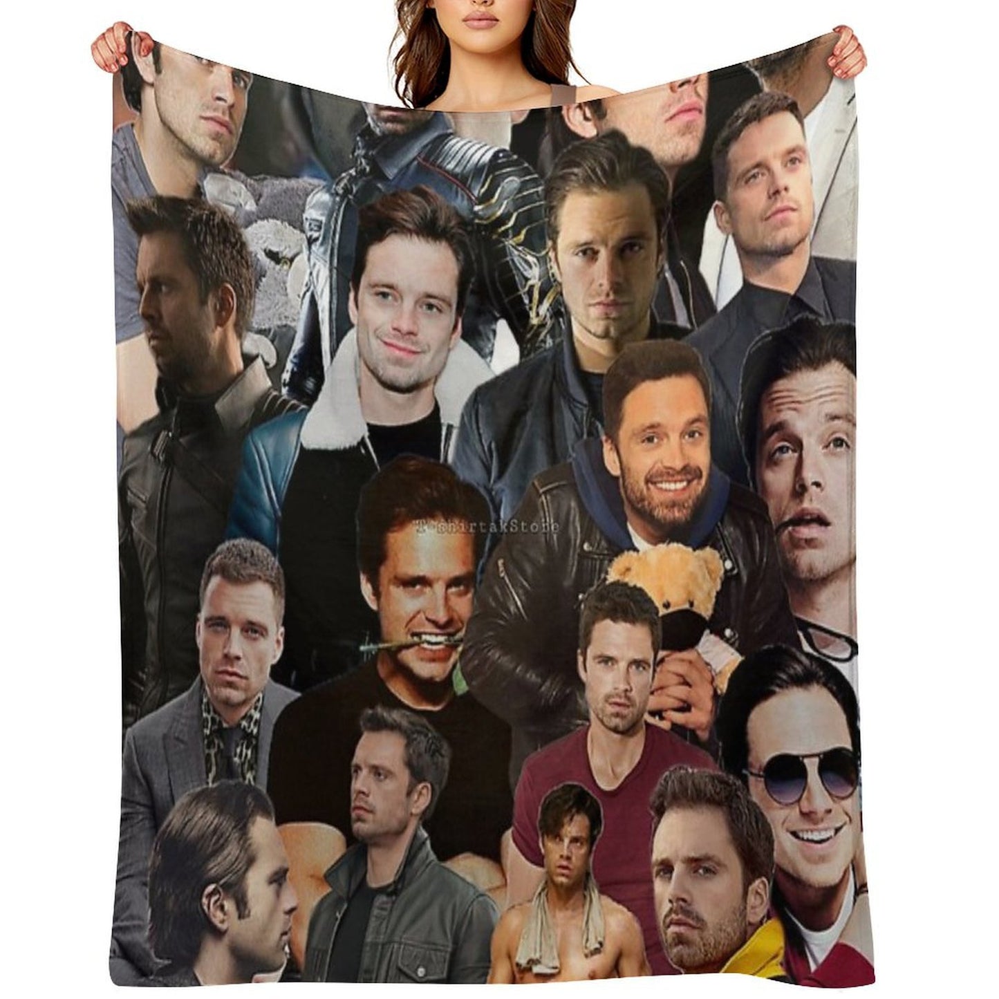 Sebastian Stan Photo Collage Quick-dry Throw Blanket