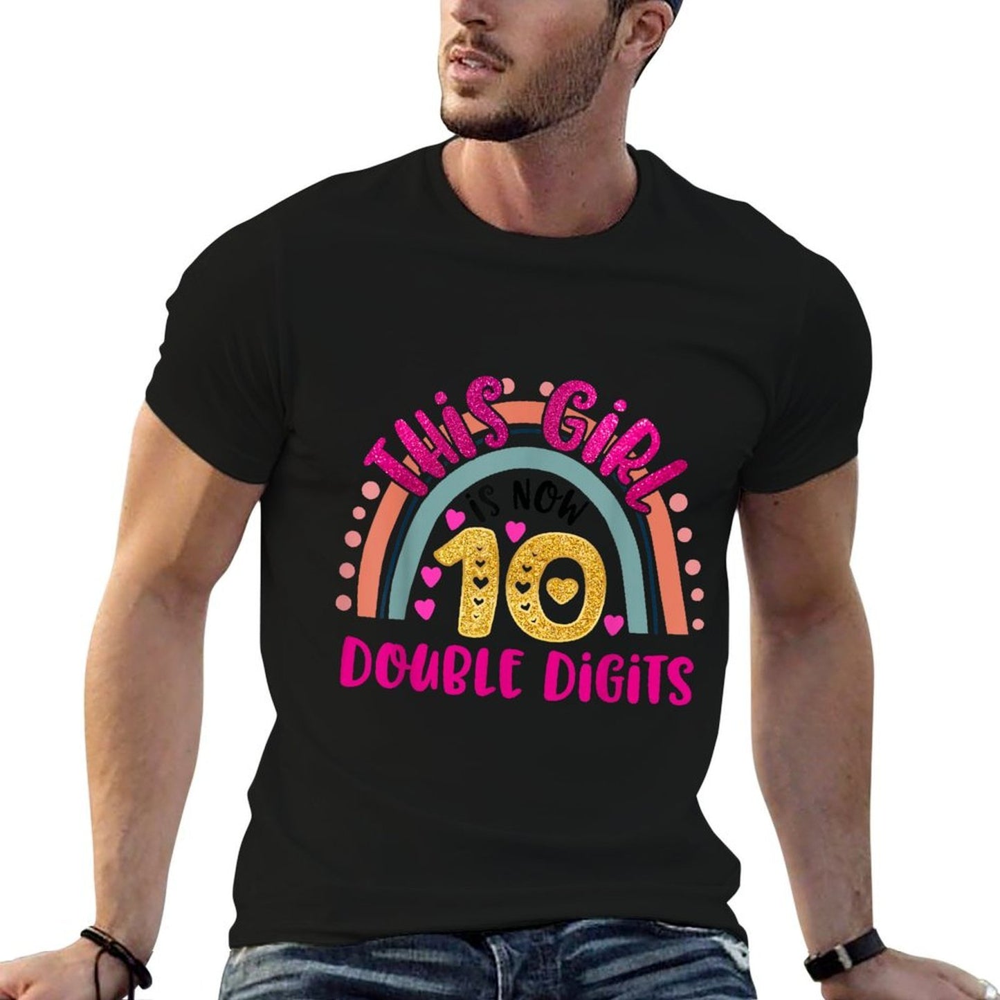 This Girl Is Now 10 Double Digits Birthday Gifts 10 Year Old Eco-friendly Material T-Shirt