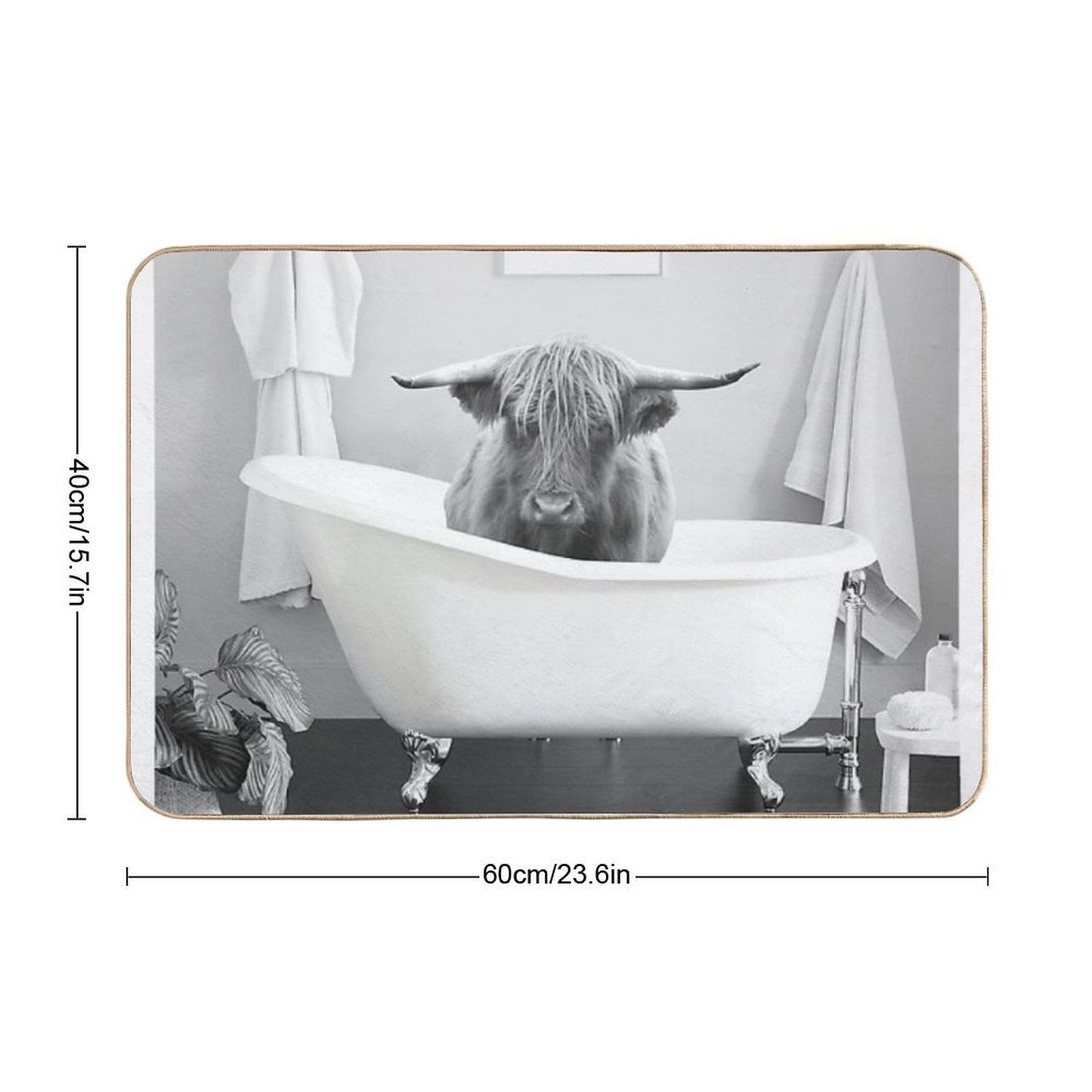 Highland Cow in Bathtub Dirt-Trapping Bath Mat