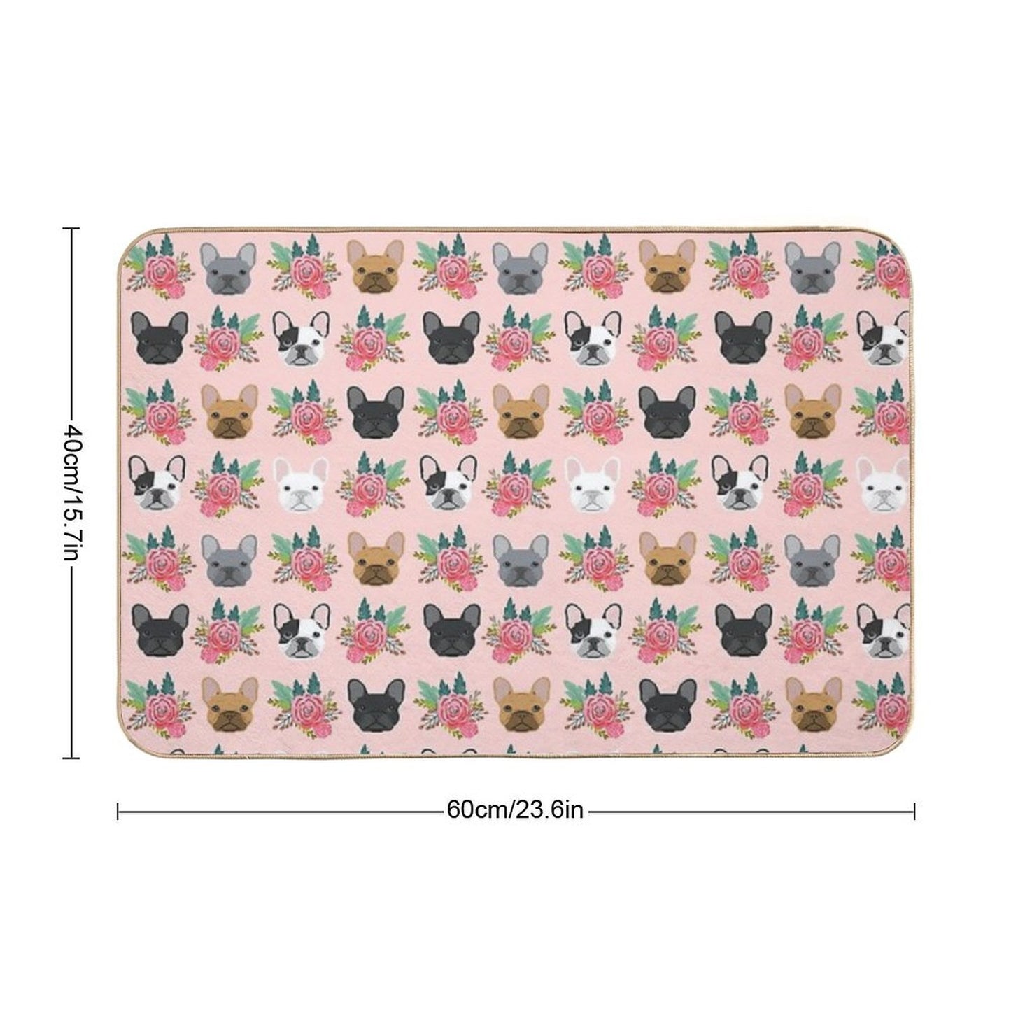 French Bulldog Faces Pattern Pink Cute Dogs Rapid-Drying Bath Mat