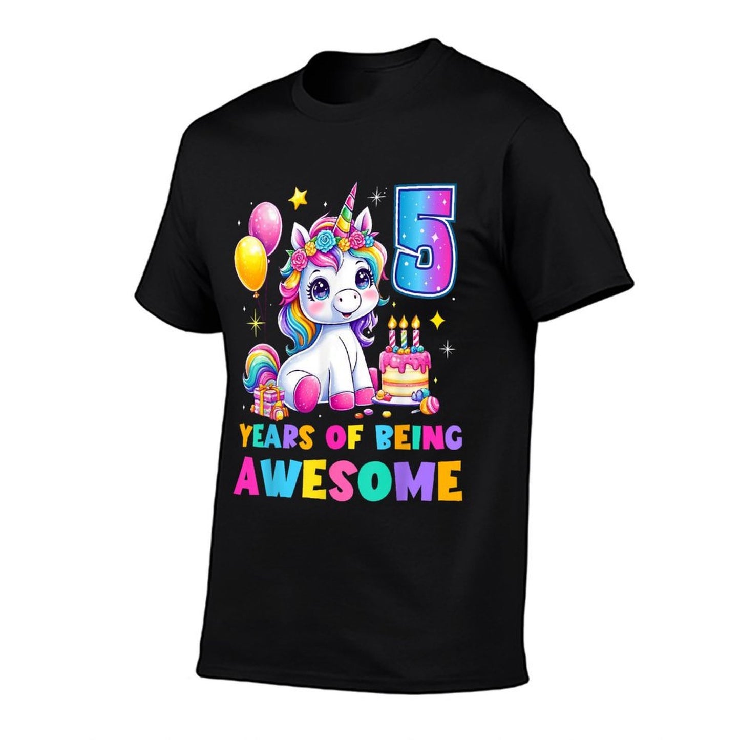 Unicorn 5th Birthday Girls Toddler 5 Years Old Birthday Lightweight T-Shirt