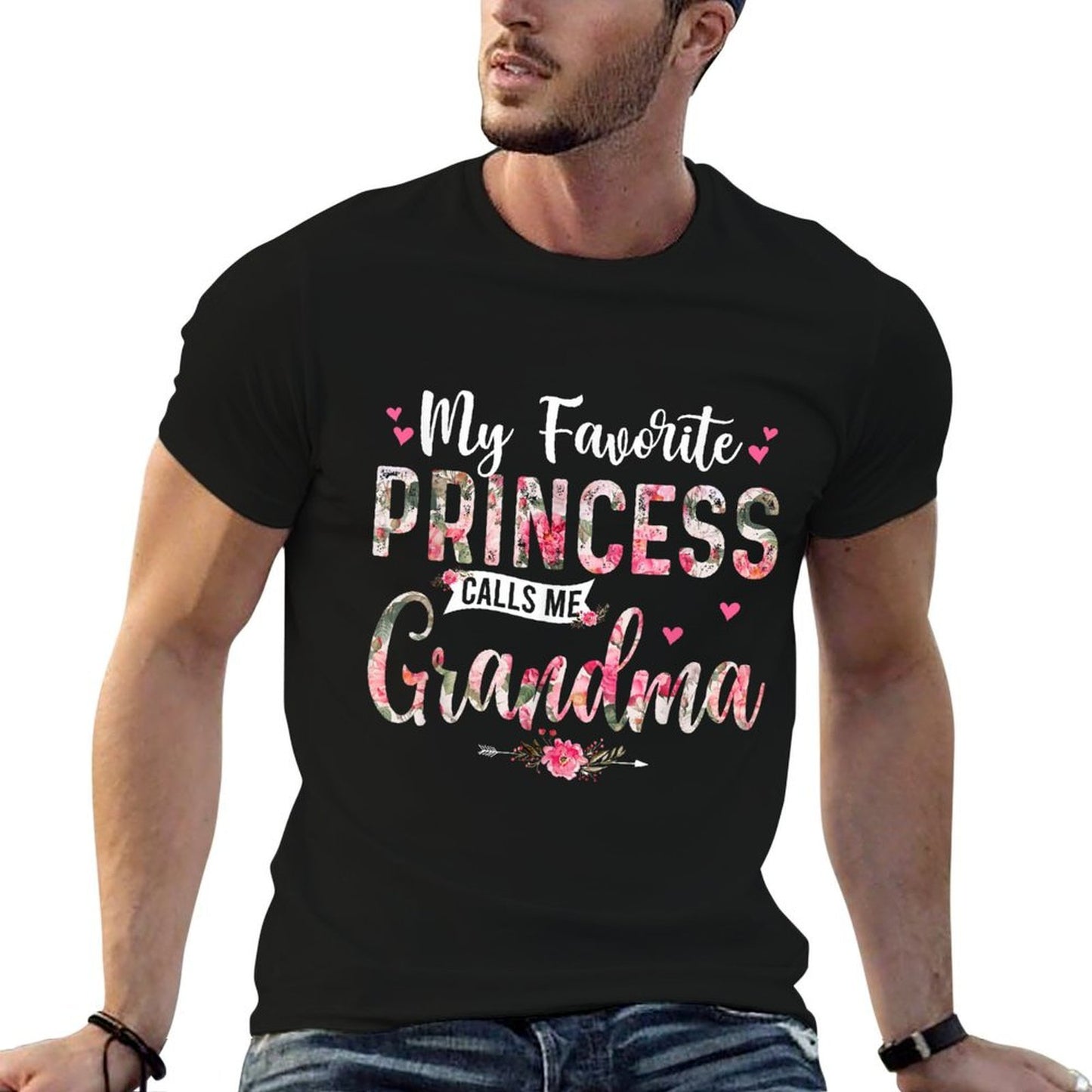 My Favorite Princess Call Me Grandma Happy Mother's Day Ribbed Collar T-Shirt