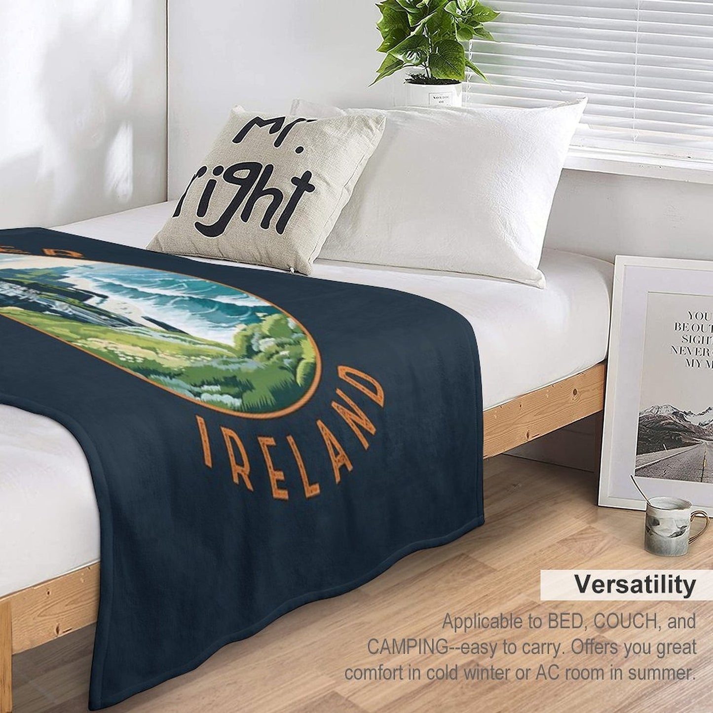 Cliffs of Moher Ireland Retro Distressed Circle Machine-washable Throw Blanket