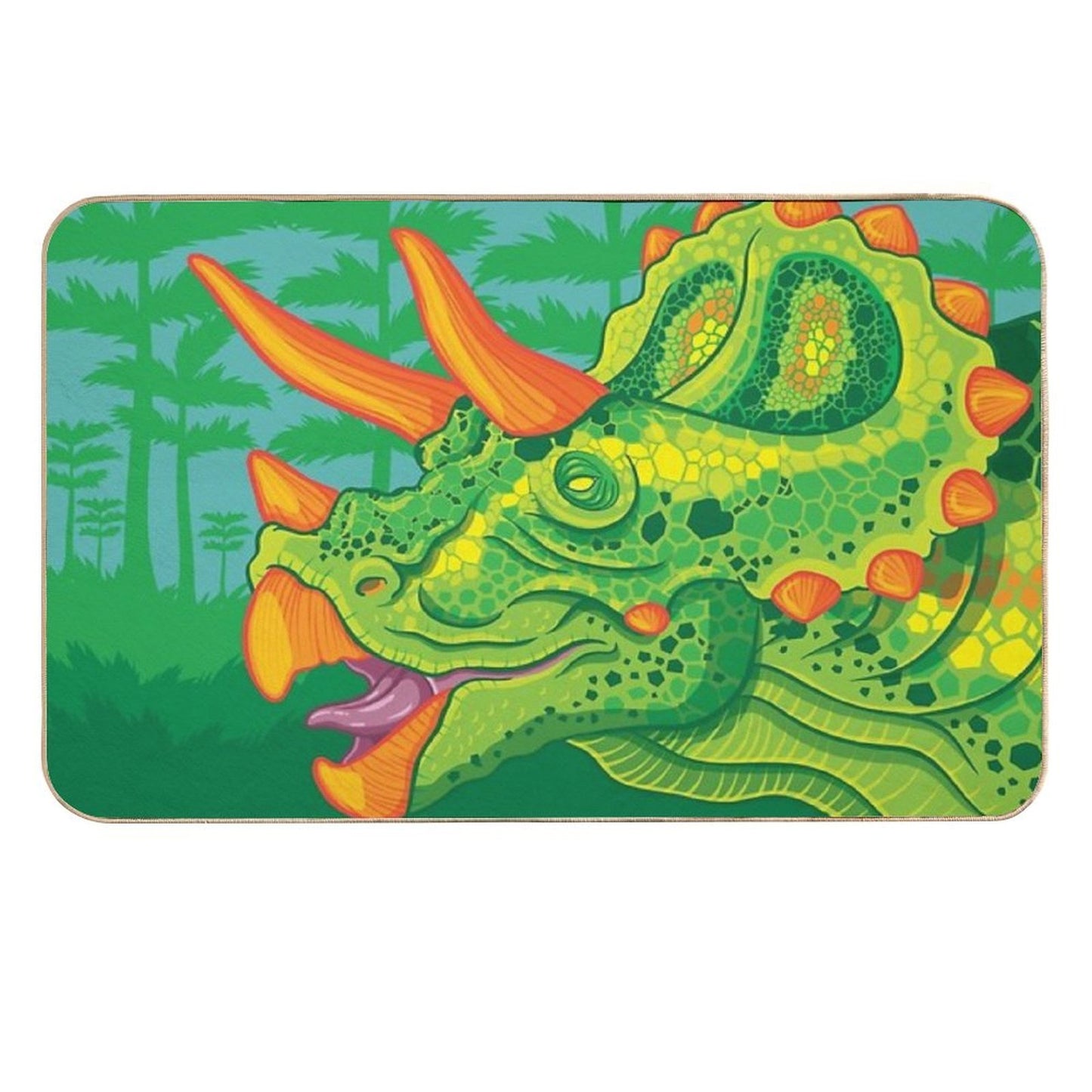 Triceratops (lime) Durable Bath Mat
