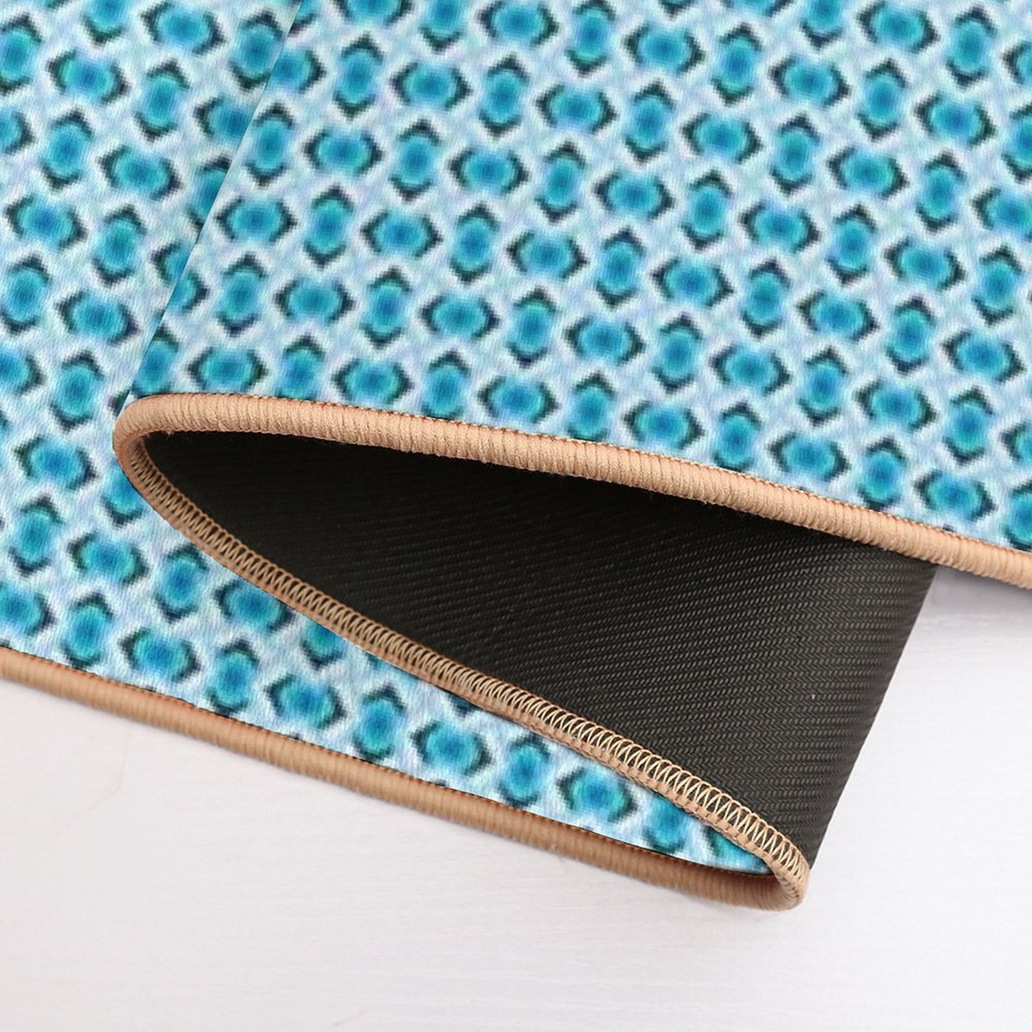 Overlapping Aqua Blue Diamonds High-Traffic Bath Mat
