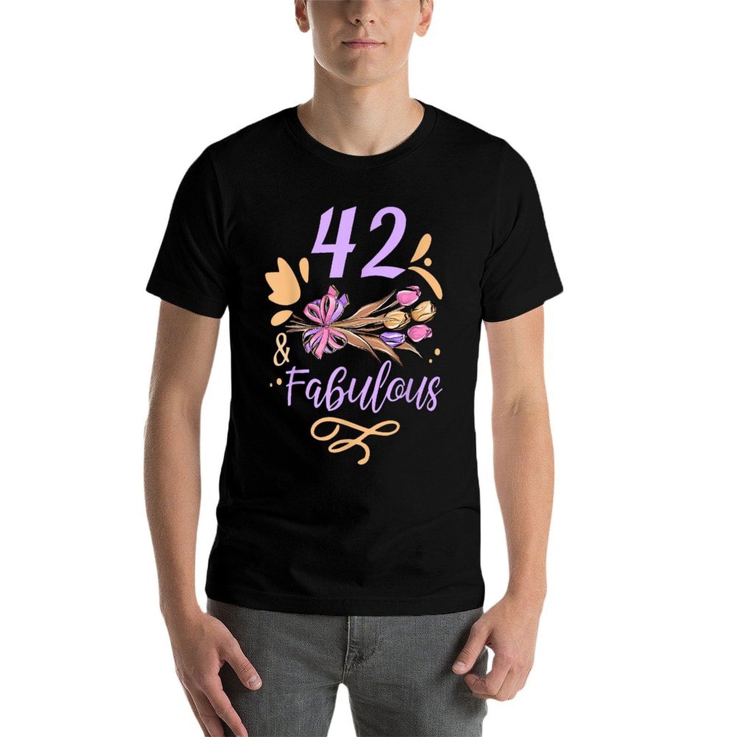 42 And Fabulous Birthday Age Old Party Years Forty-Two 42Nd Oversized Silhouette T-Shirt