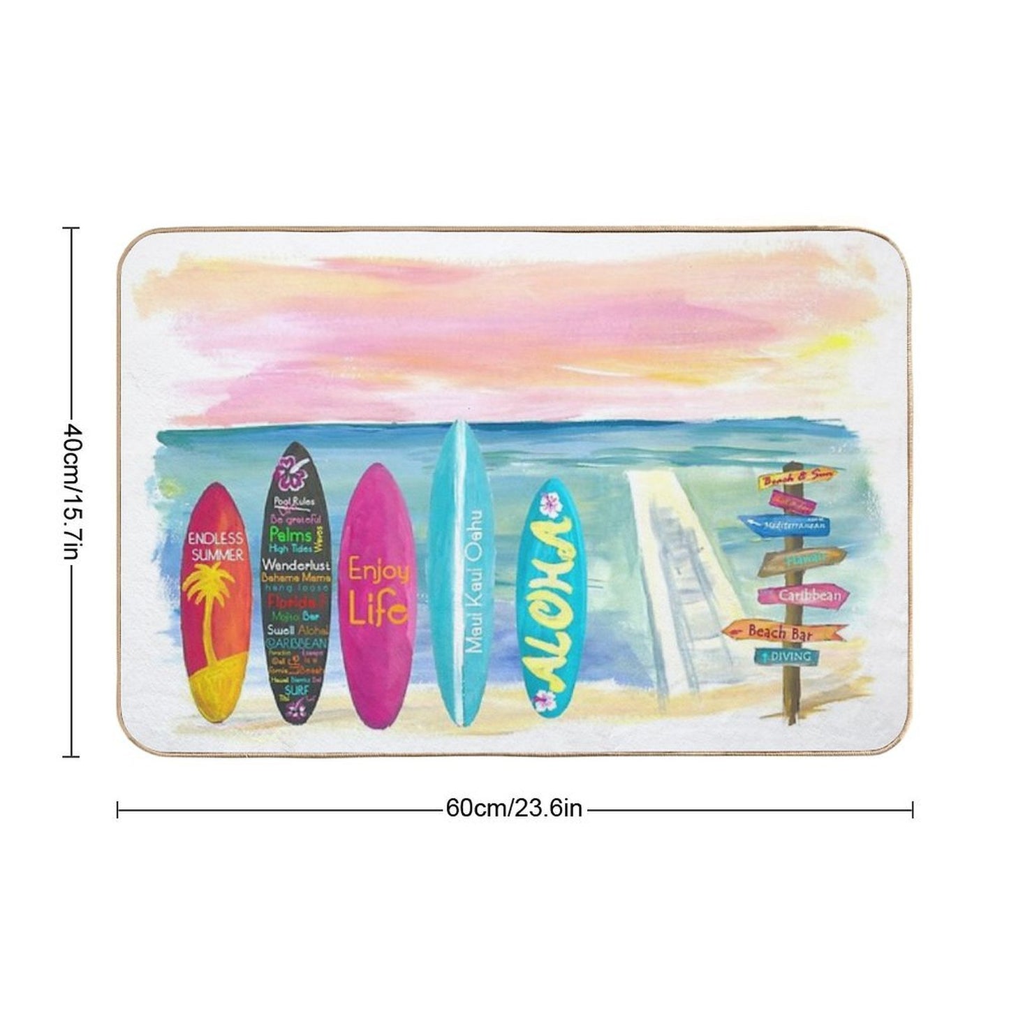 Surfboard Philosophy - Enjoy Life, Travel And Surf - Surfboard Wall Easy Maintenance Bath Mat