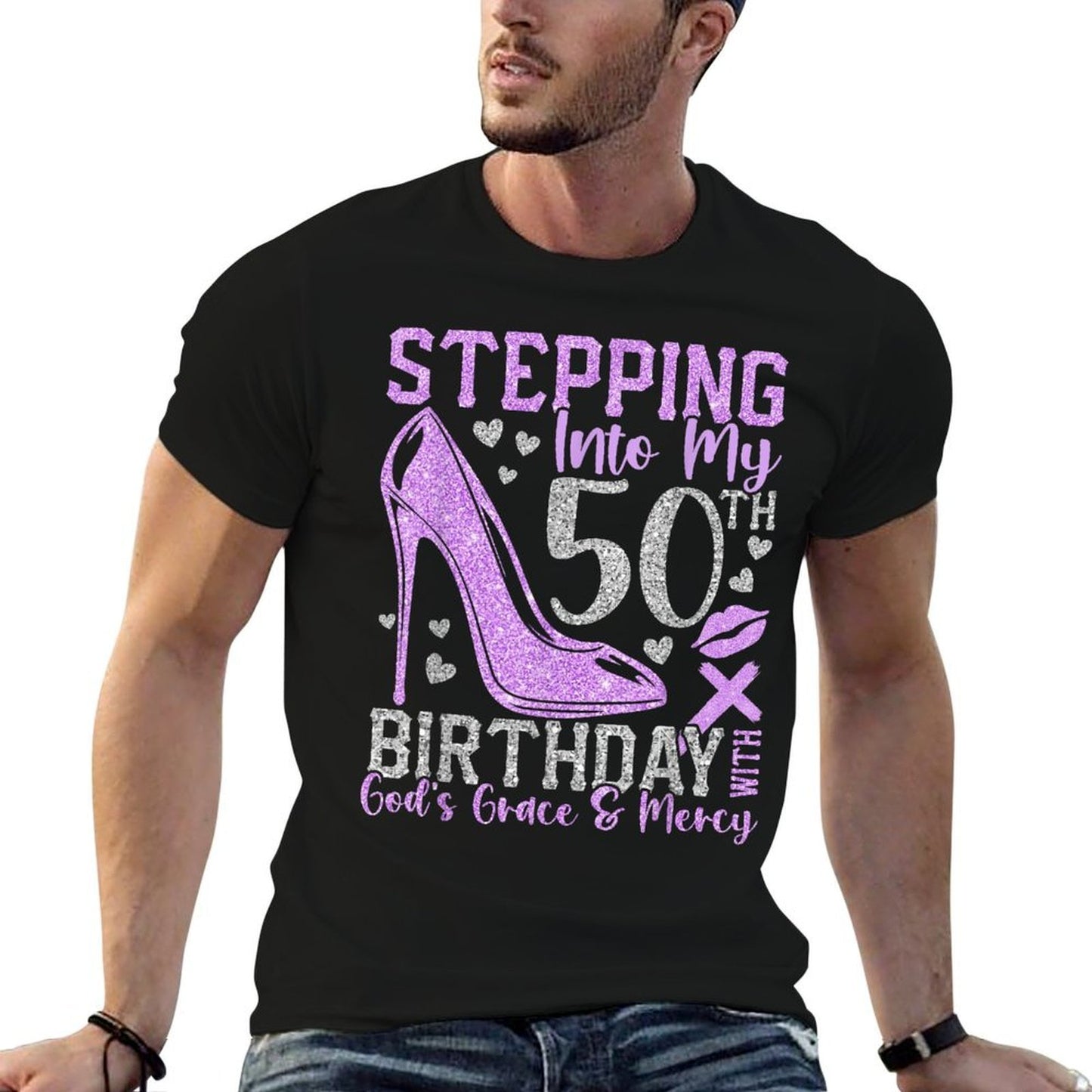 High Heels Stepping Into My 50th Birthday 50 And Fabulous Moisture-wicking T-Shirt