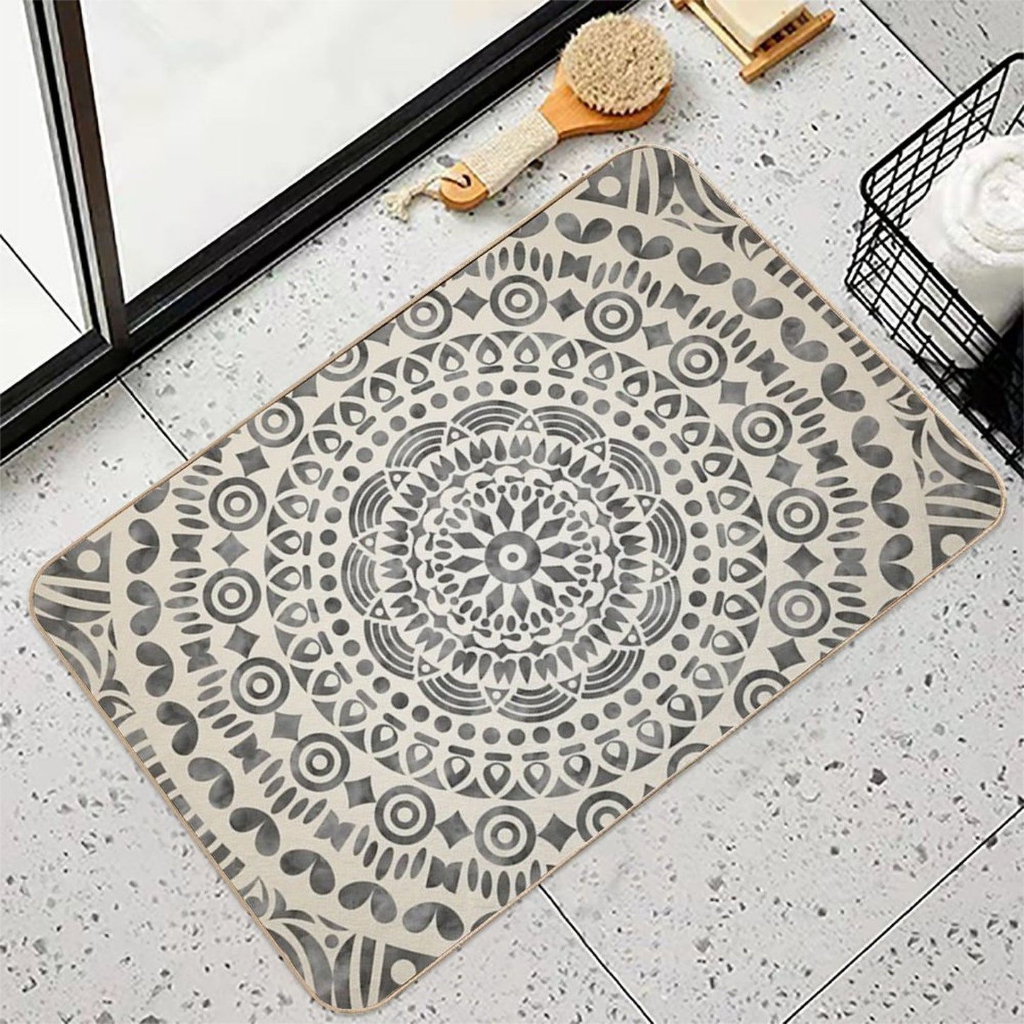 Watercolor Mandala Mandala12w Easy Maintenance Bath Mat