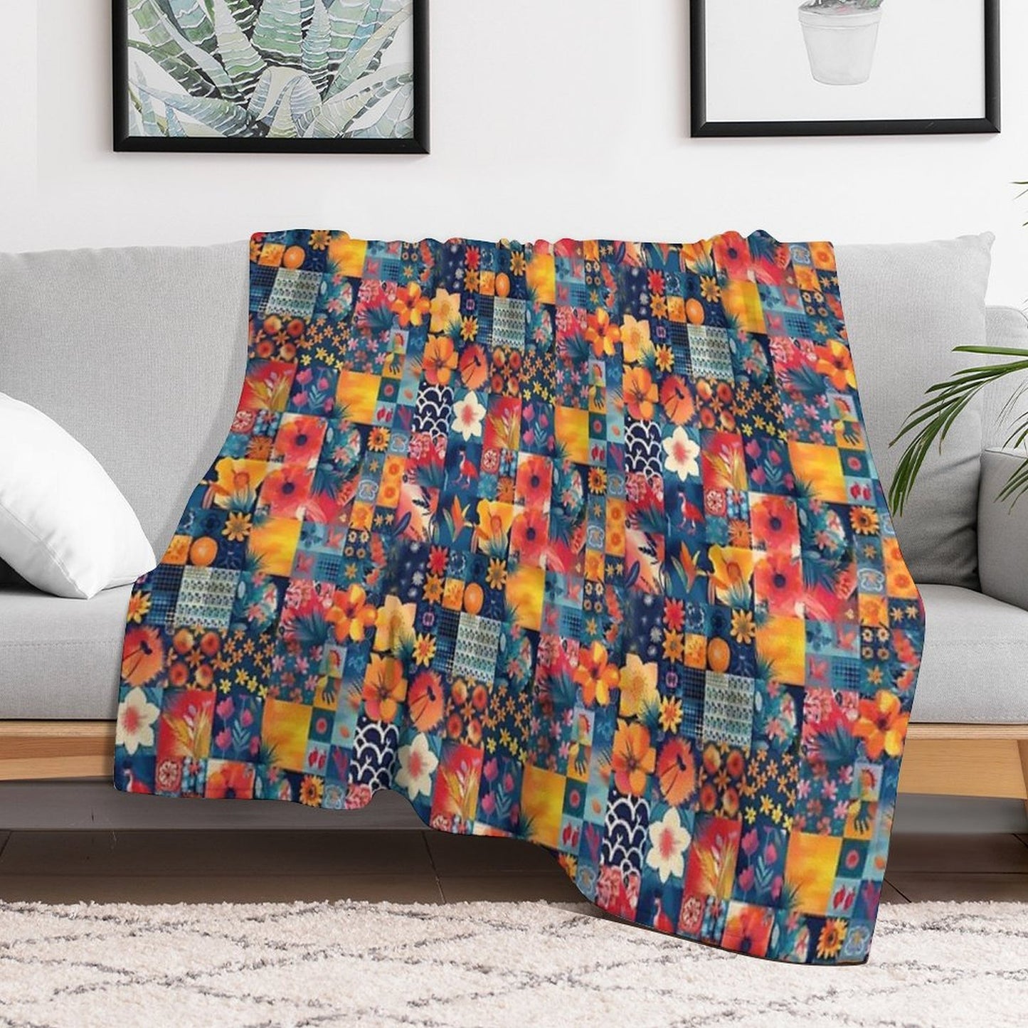 Summer Patchwork Comfort Throw Blanket