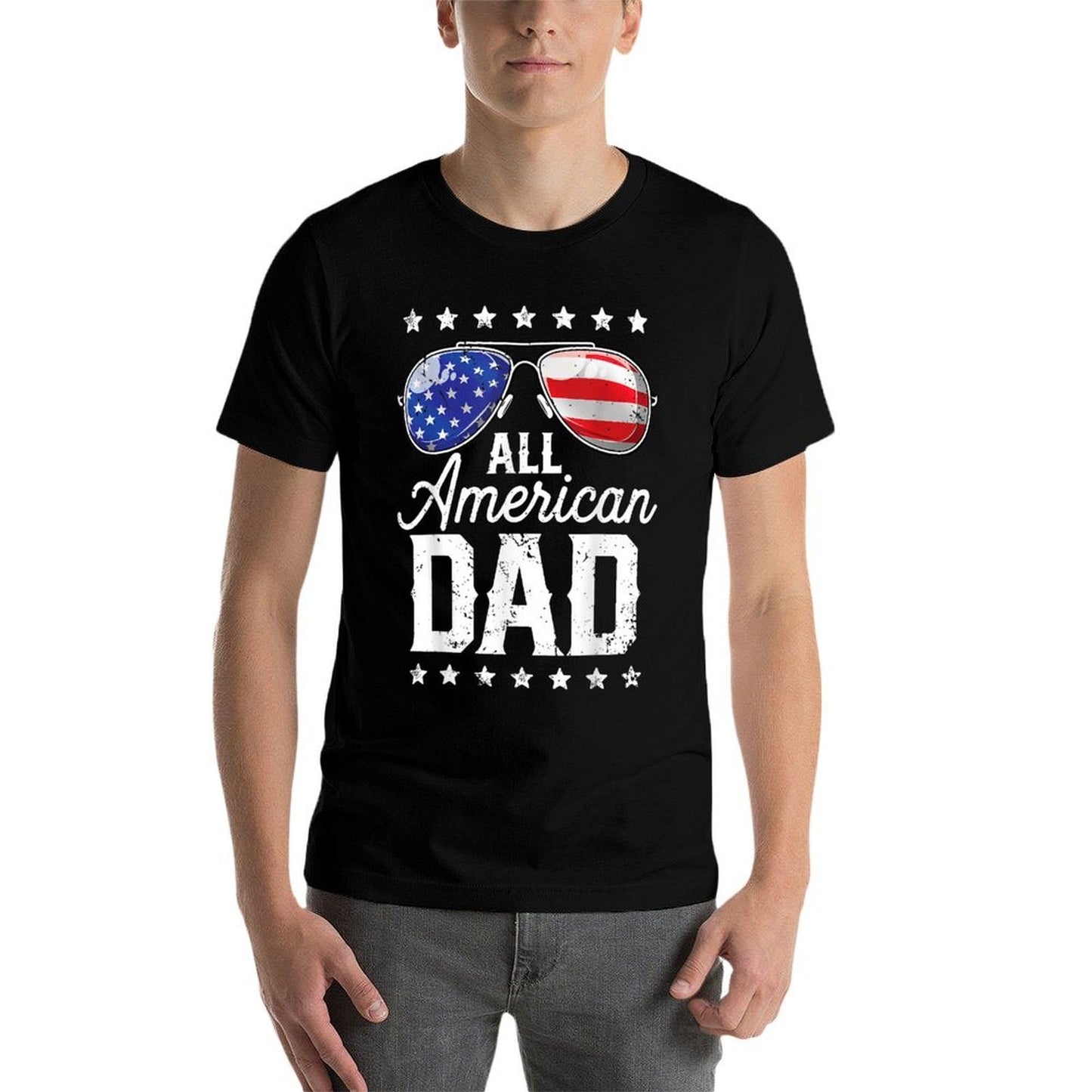 All American Dad 4th of July Fathers Day Sunglasses Family Slim-fit Cut T-Shirt