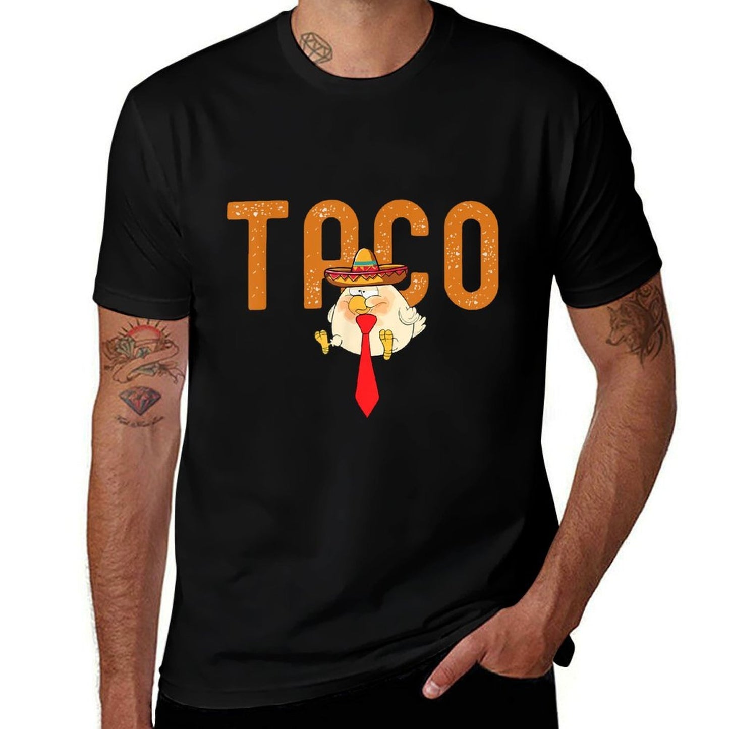 Taco Trump Always Chickens Out Funny Trendy Chicken Taco Wrinkle-resistant T-Shirt