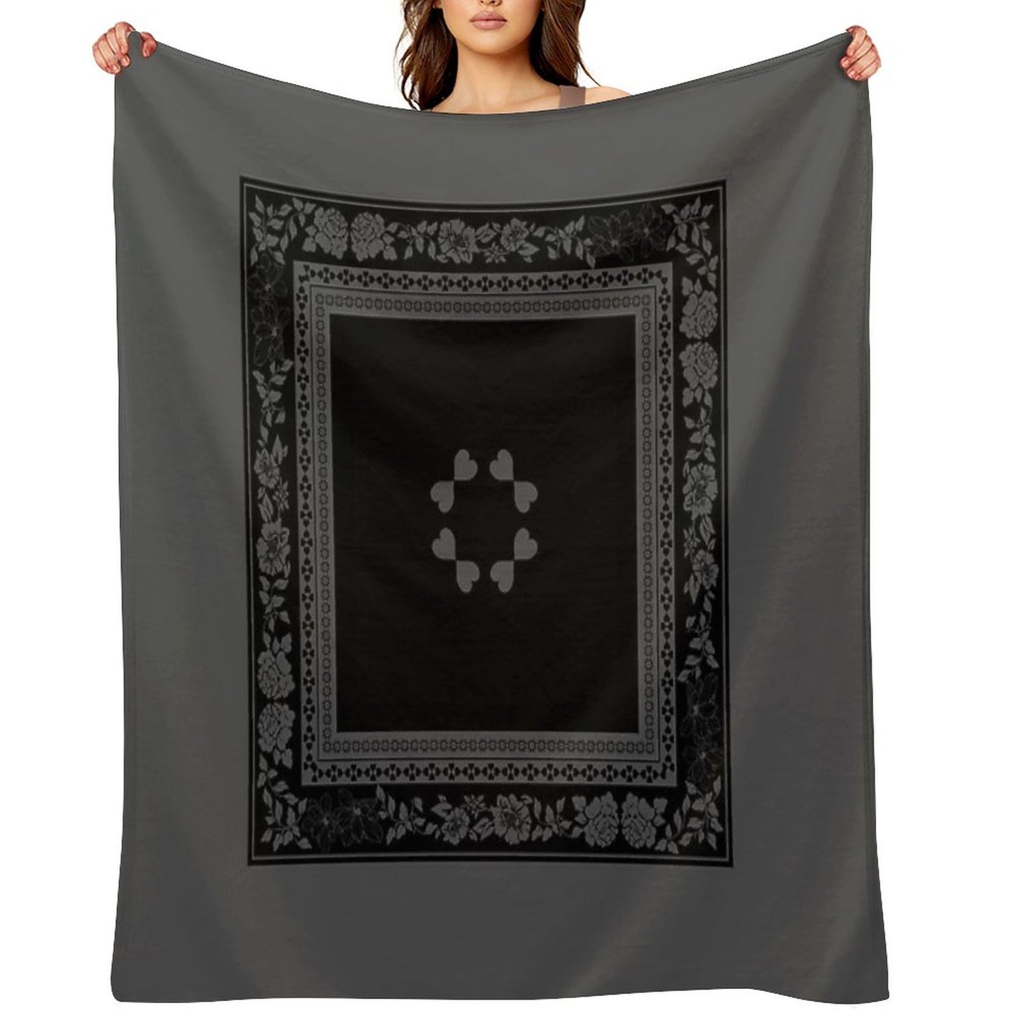 Love Garden Black & Grey Quick-dry Throw Blanket