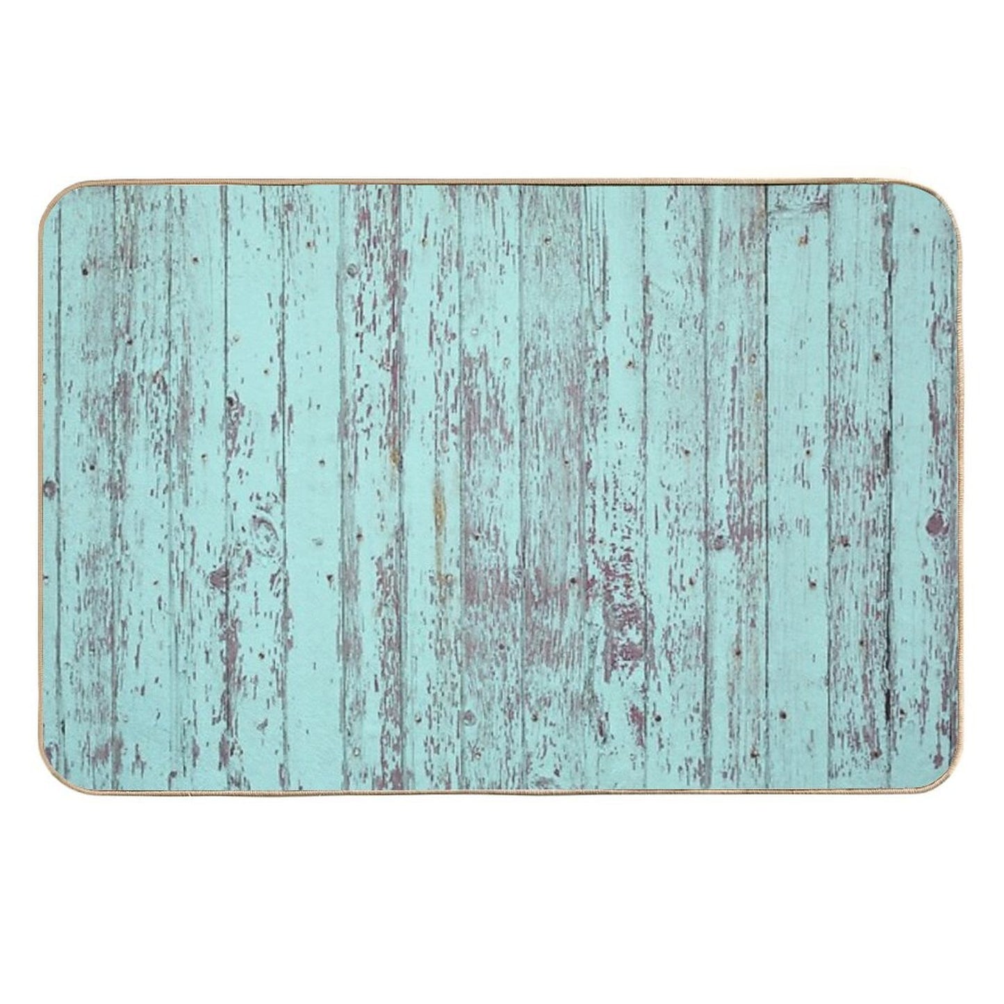 Turquoise Wood High-Traffic Bath Mat