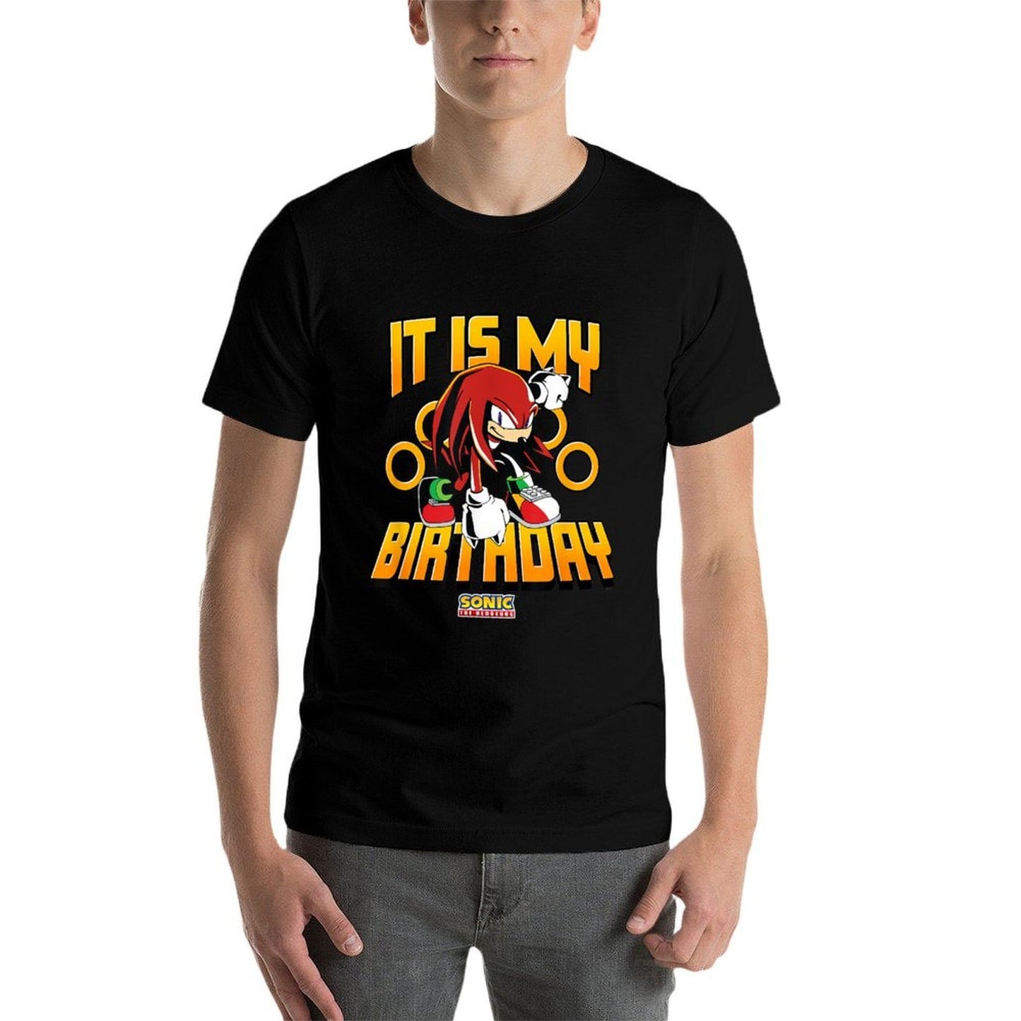 Sonic The Hedgehog Birthday It Is My Birthday Knuckles Logo  Cotton T-Shirt