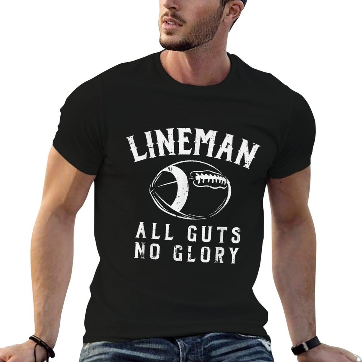 Lineman Guts Glory Funny American Football Gridiron Gift  Oversized Silhouette T-Shirt