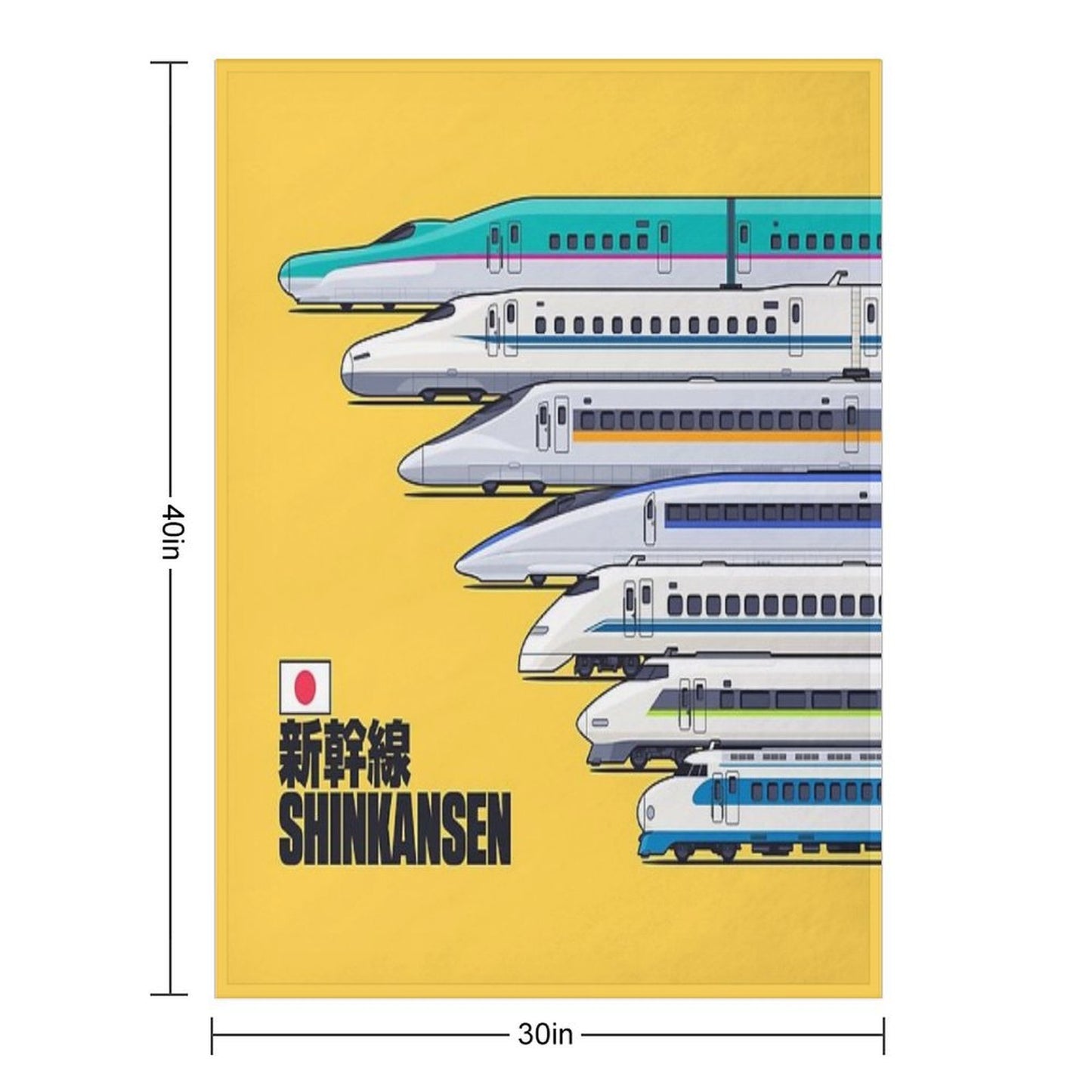 Shinkansen Bullet Train Evolution - Yellow Gift-ready Throw Blanket